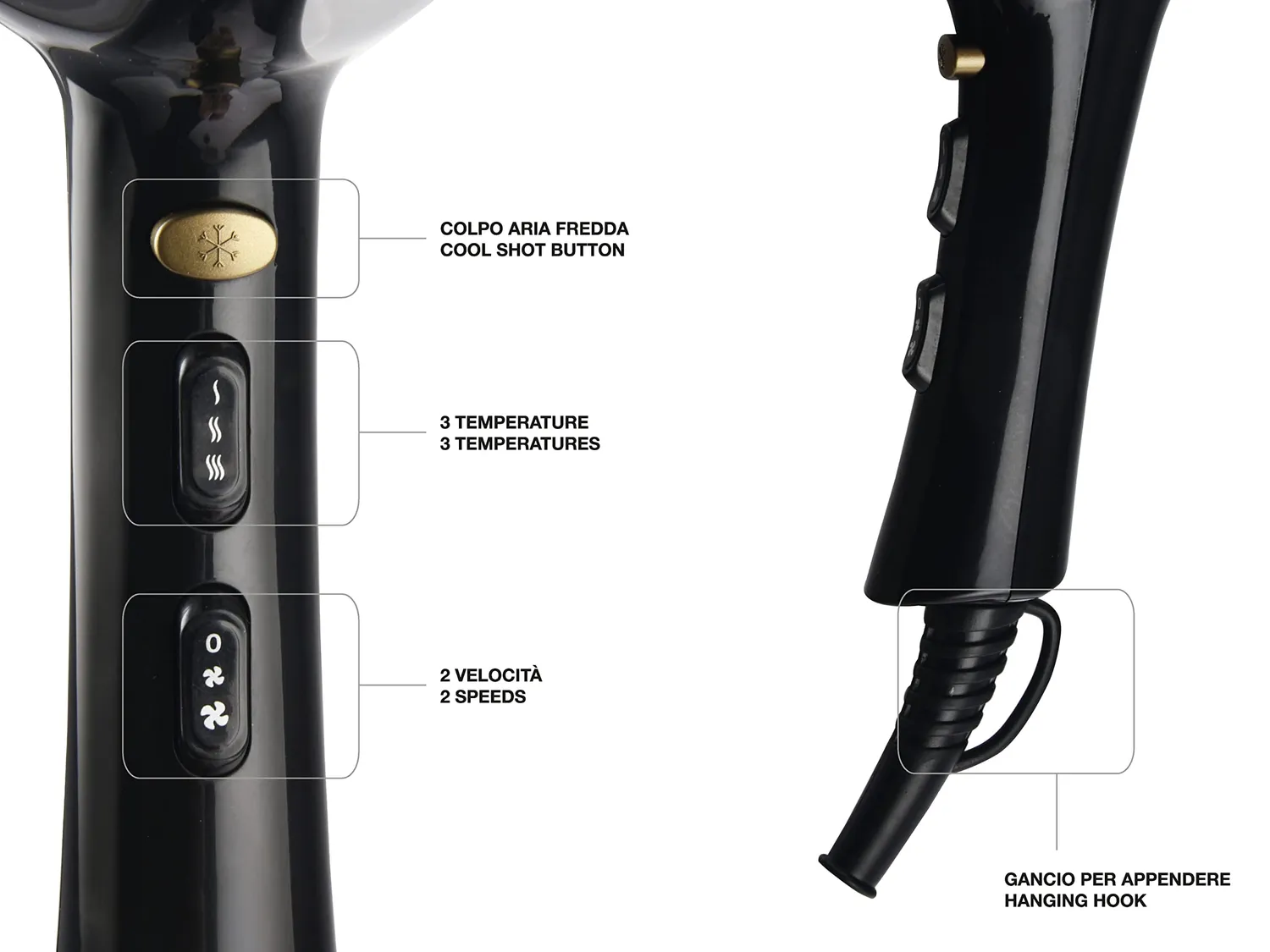 Beper P301ASC001 sèche-cheveux 2200 W noir or AC