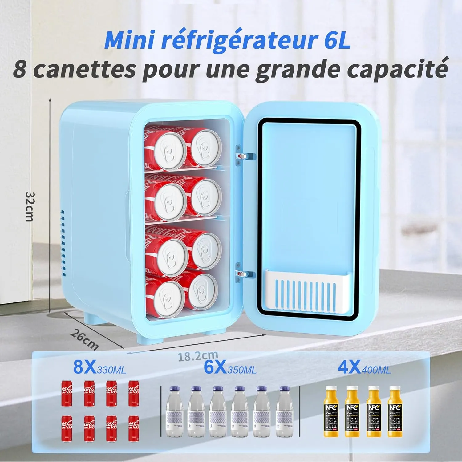 YASHE Mini Frigo 6L 8 Canettes Chaud Froid Blanc