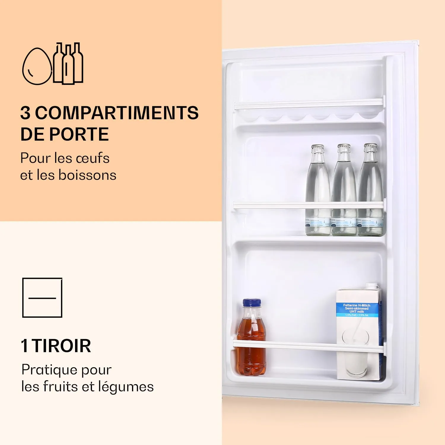 Klarstein 90 L réfrigérateur compact blanc 82 cm