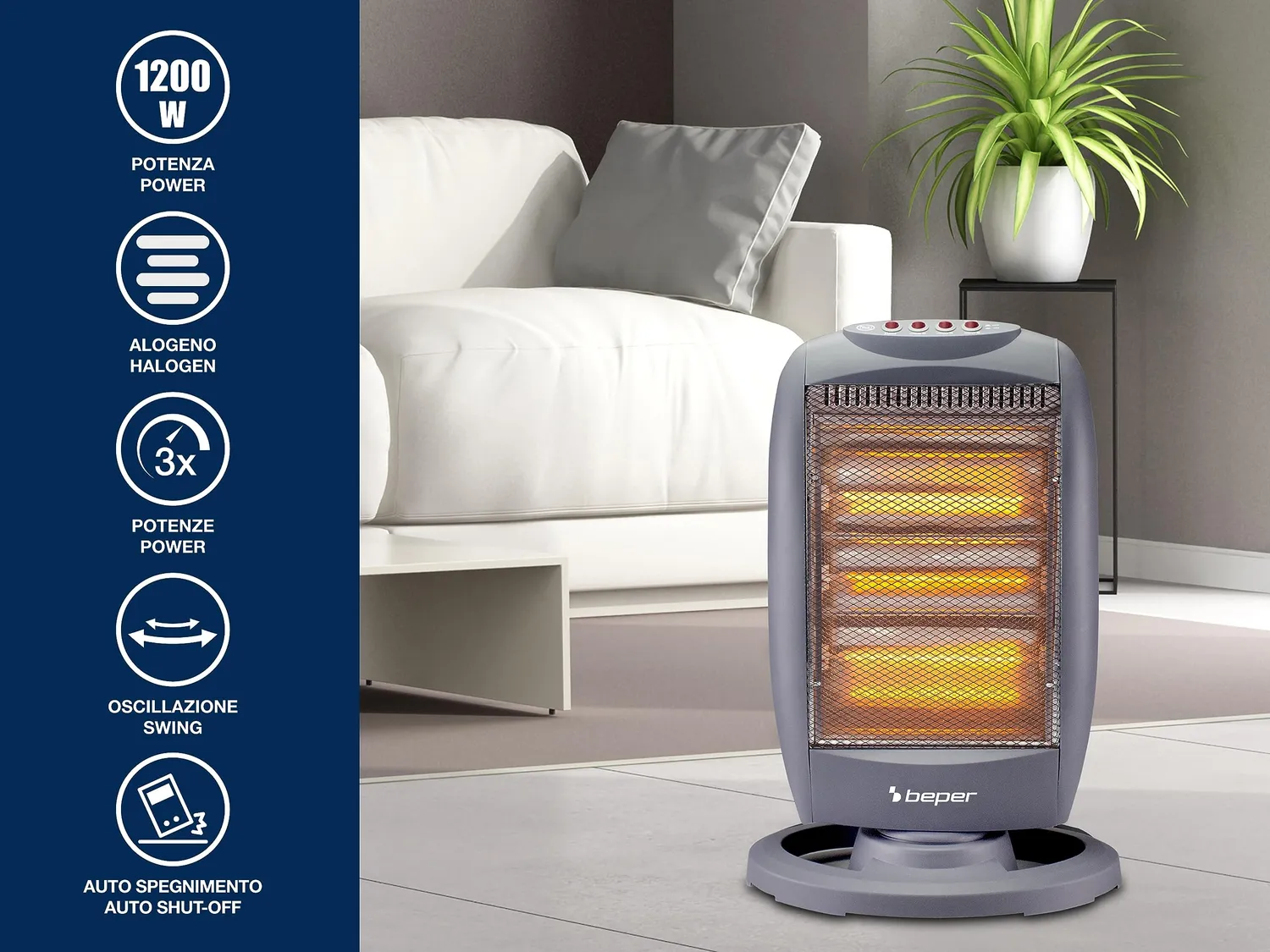 Beper P203PAN011 panneau radiant halogène gris 1200W
