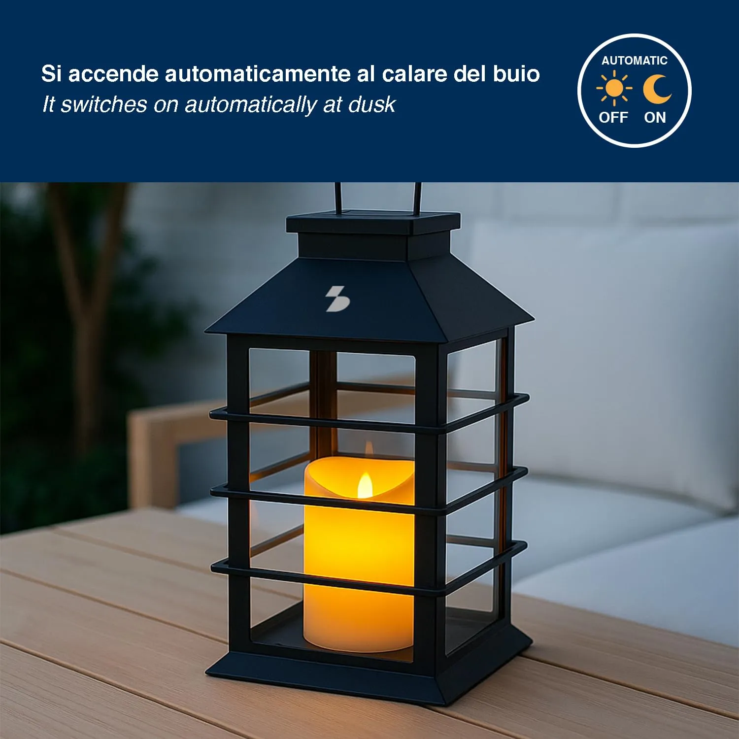 Beper lanterne solaire effet flamme crochet IP44