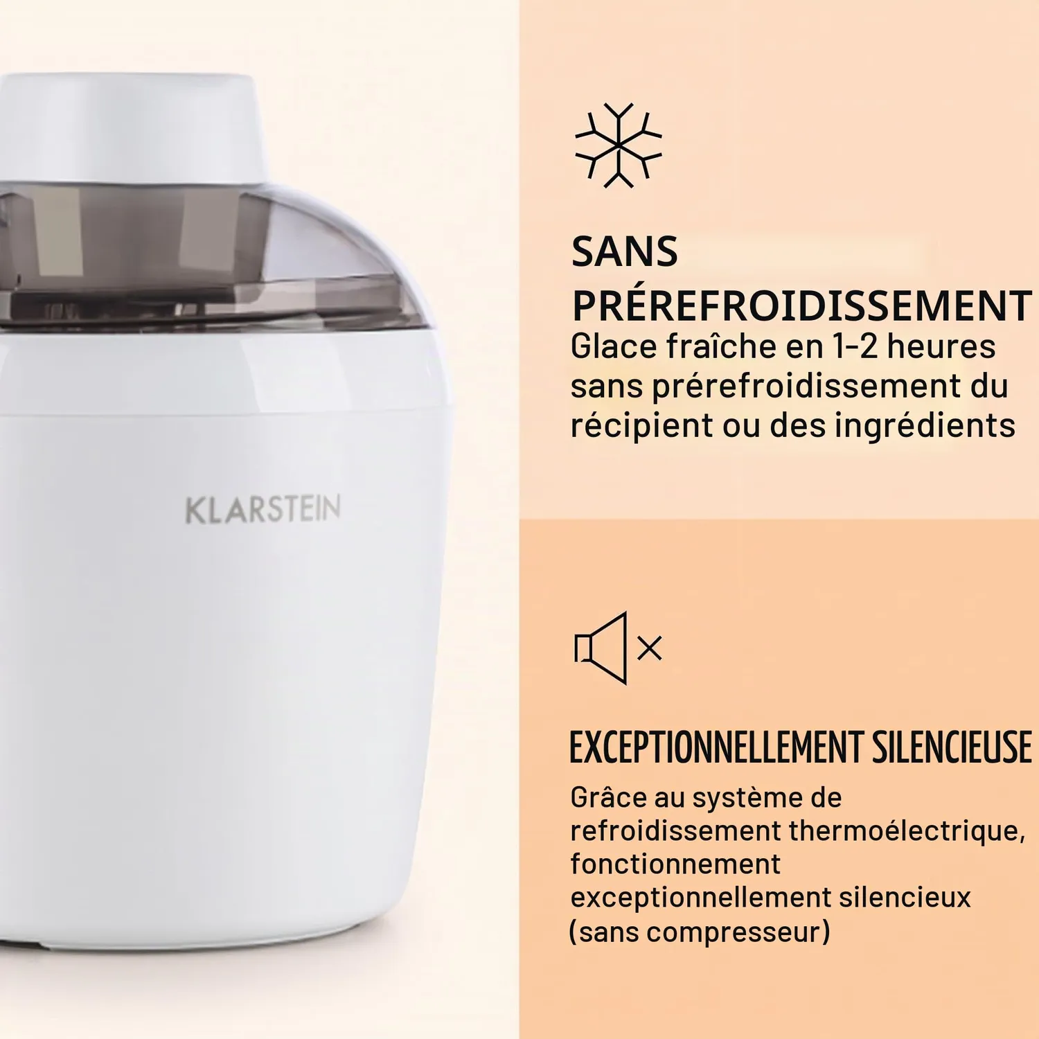 Klarstein Schneeflöckchen sorbetière 700 ml blanc