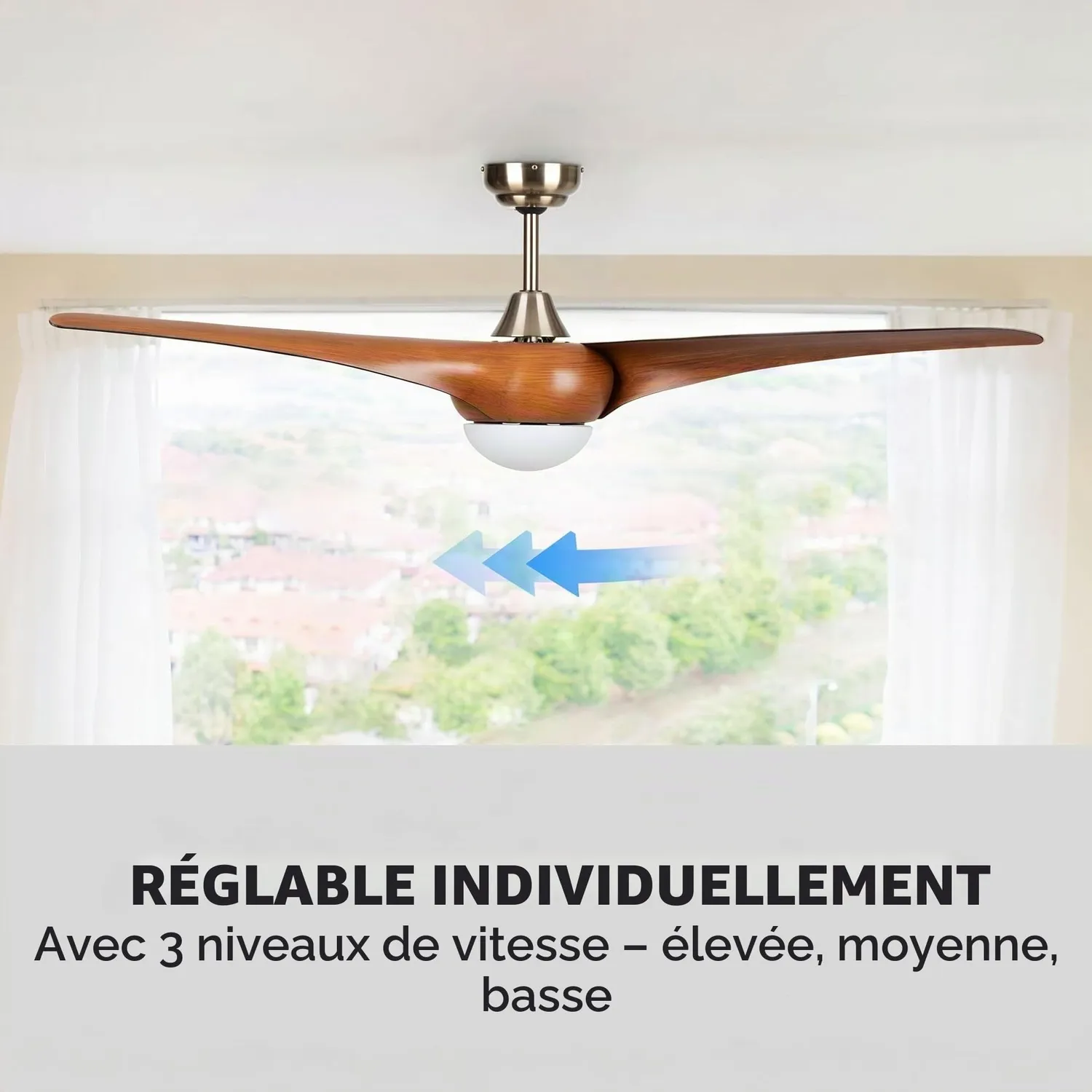 Klarstein Monteverde ventilateur plafond 132cm bois foncé luminaire