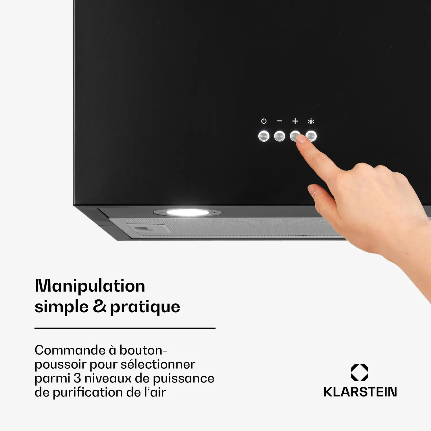 Klarstein hotte aspirante îlot central noir 624 m³/h