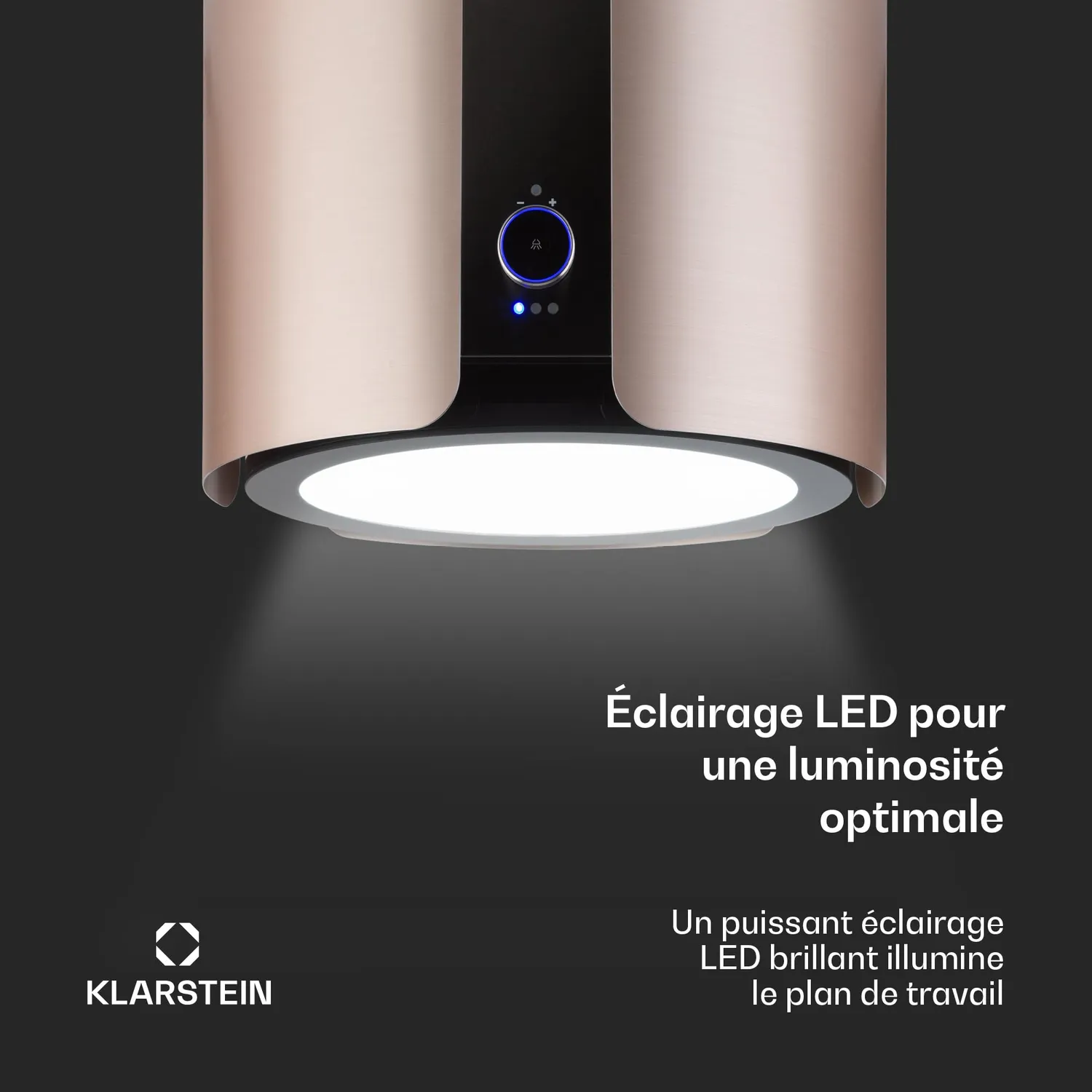Klarstein Skyfall Hotte Îlot Suspendue Rose Gold 413 m³/h