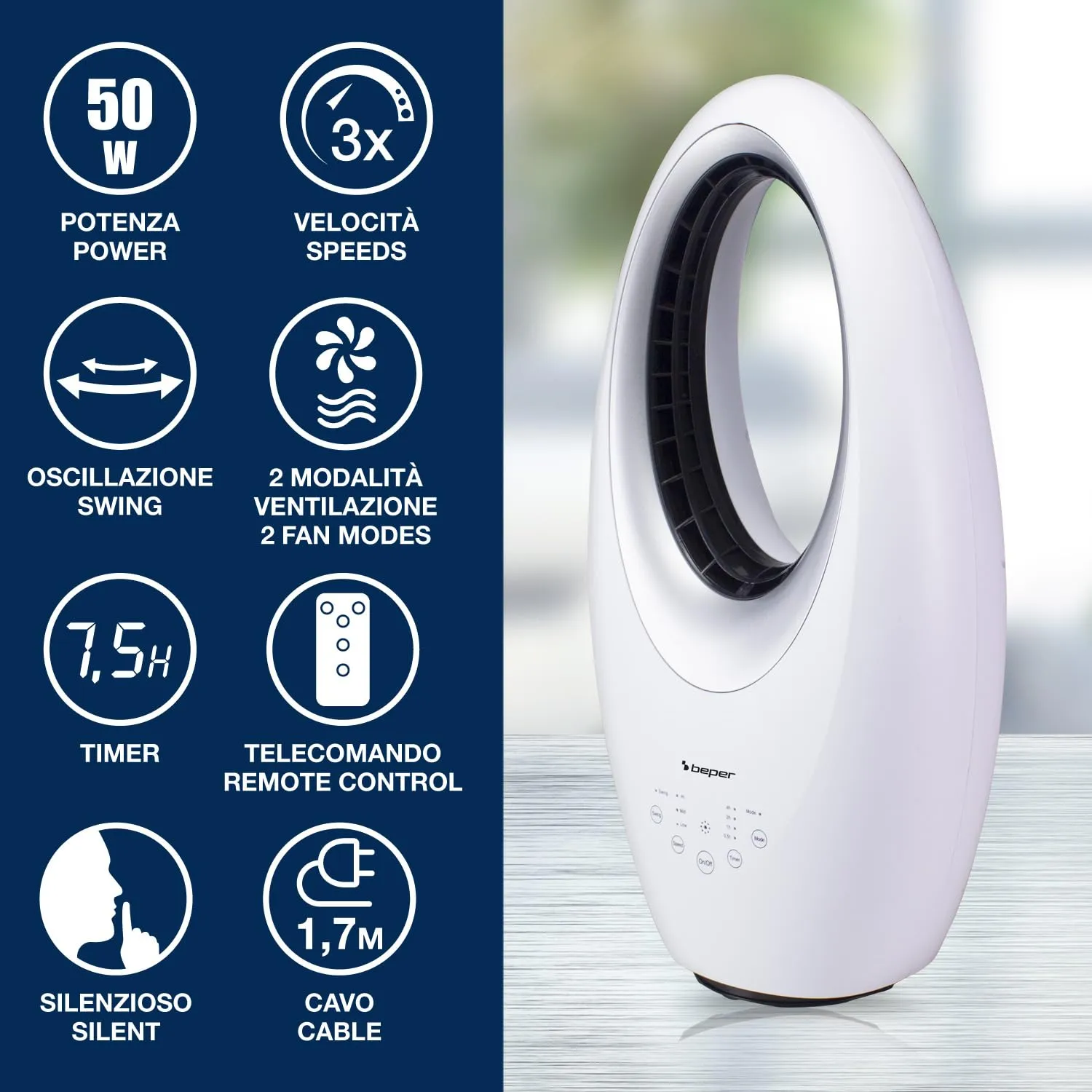 Beper P206VEN351 ventilateur sans pales télécommande silencieux