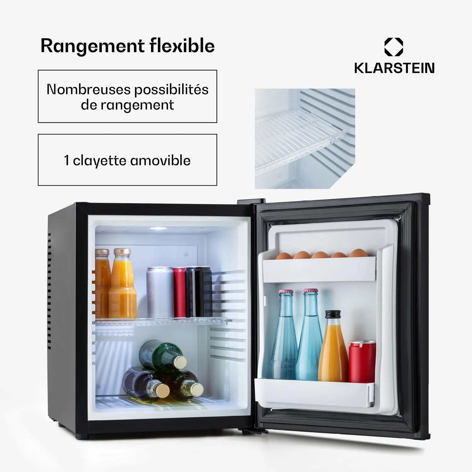 Klarstein Mini Frigo 30 L Noir silencieux 5-15°C