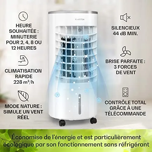 Klarstein Skypillar rafraîchisseur d'air 3 en 1 65W 5L