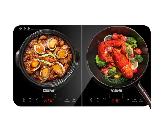 YASHE Plaque Induction Double 3500W 10 Niveaux Portable