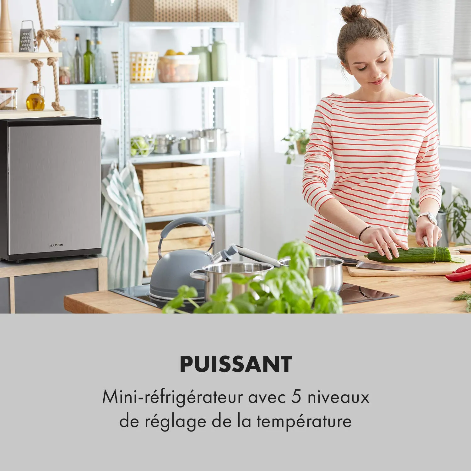 Klarstein Beerbauch Minibar Réfrigérateur 65 L Argent