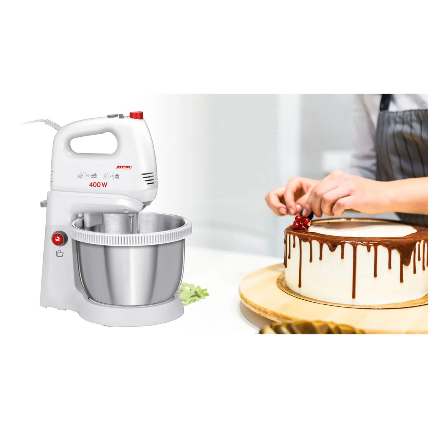 MPM MMR-21Z batteur pâtissier 3,5 L blanc 400 W