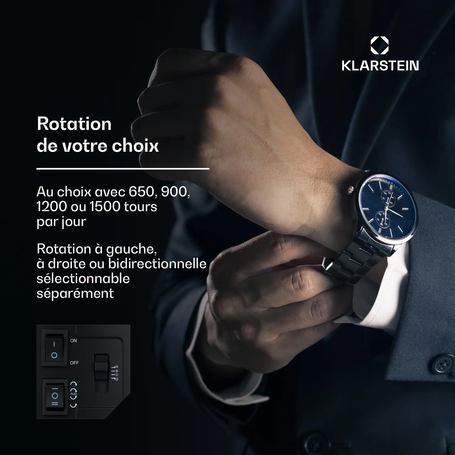 Klarstein St.Gallen remontoir montre 2 montres noir silencieux