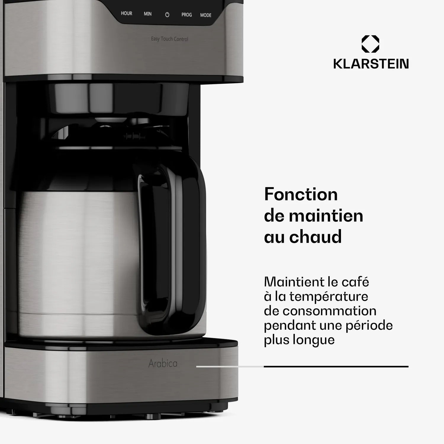 Klarstein cafetière filtre 1,2 L argent 800 W programmable