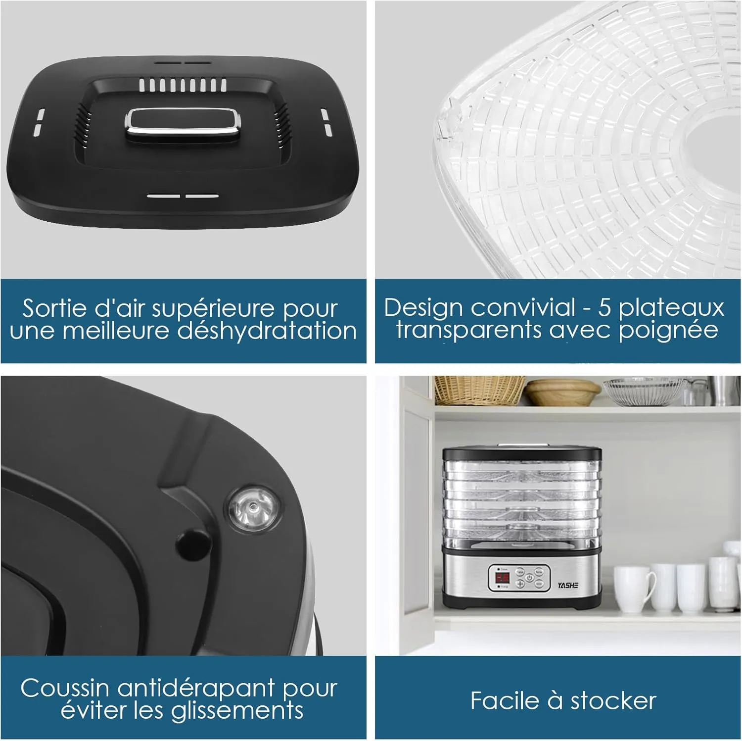 YASHE déshydrateur alimentaire 35-70°C 5 plateaux