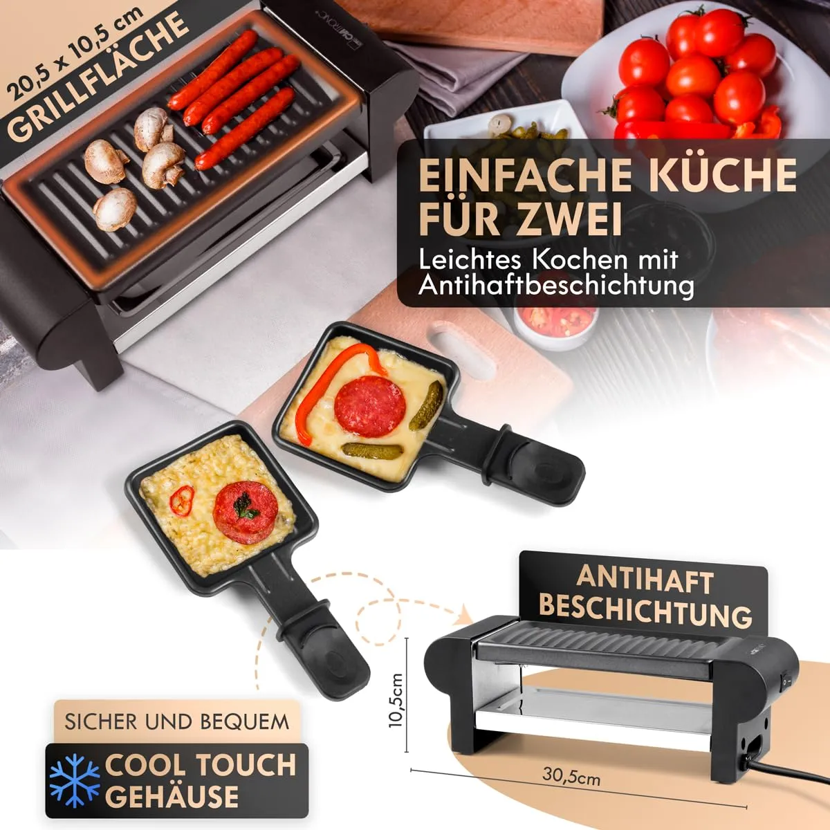 Clatronic RG 3592 appareil à raclette 2 personnes antiadhésif