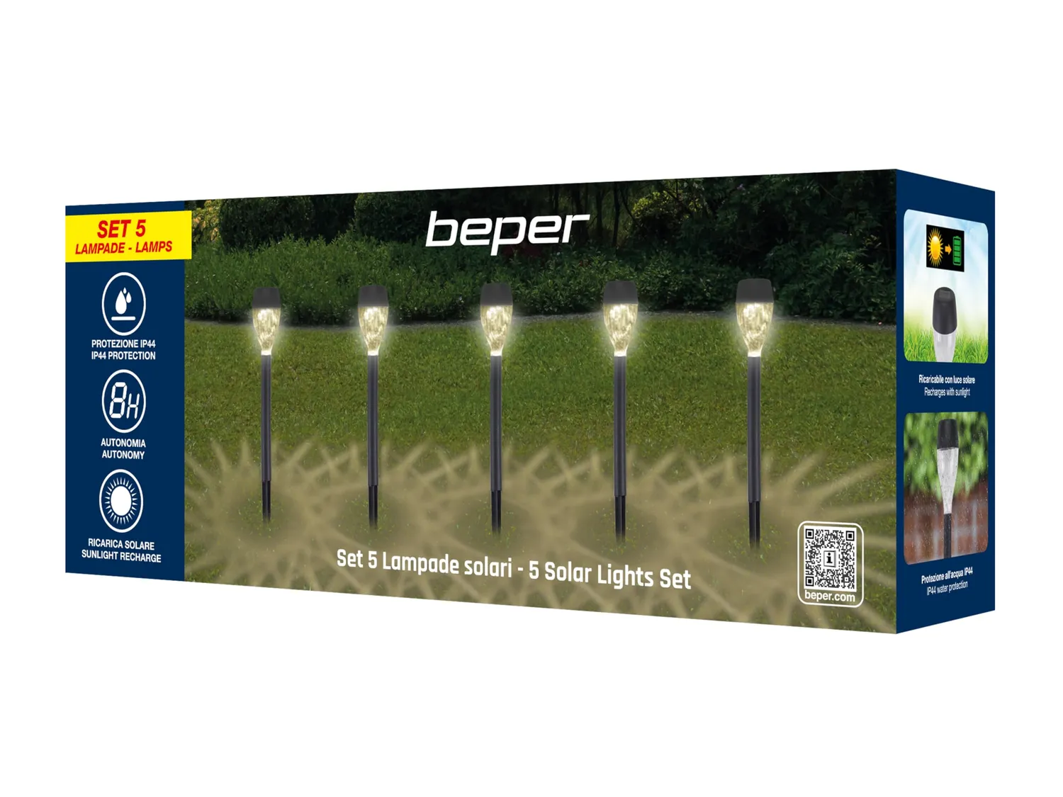 Beper P207ILO050 Lampes Solaires Jardin Lot de 5 LED IP44