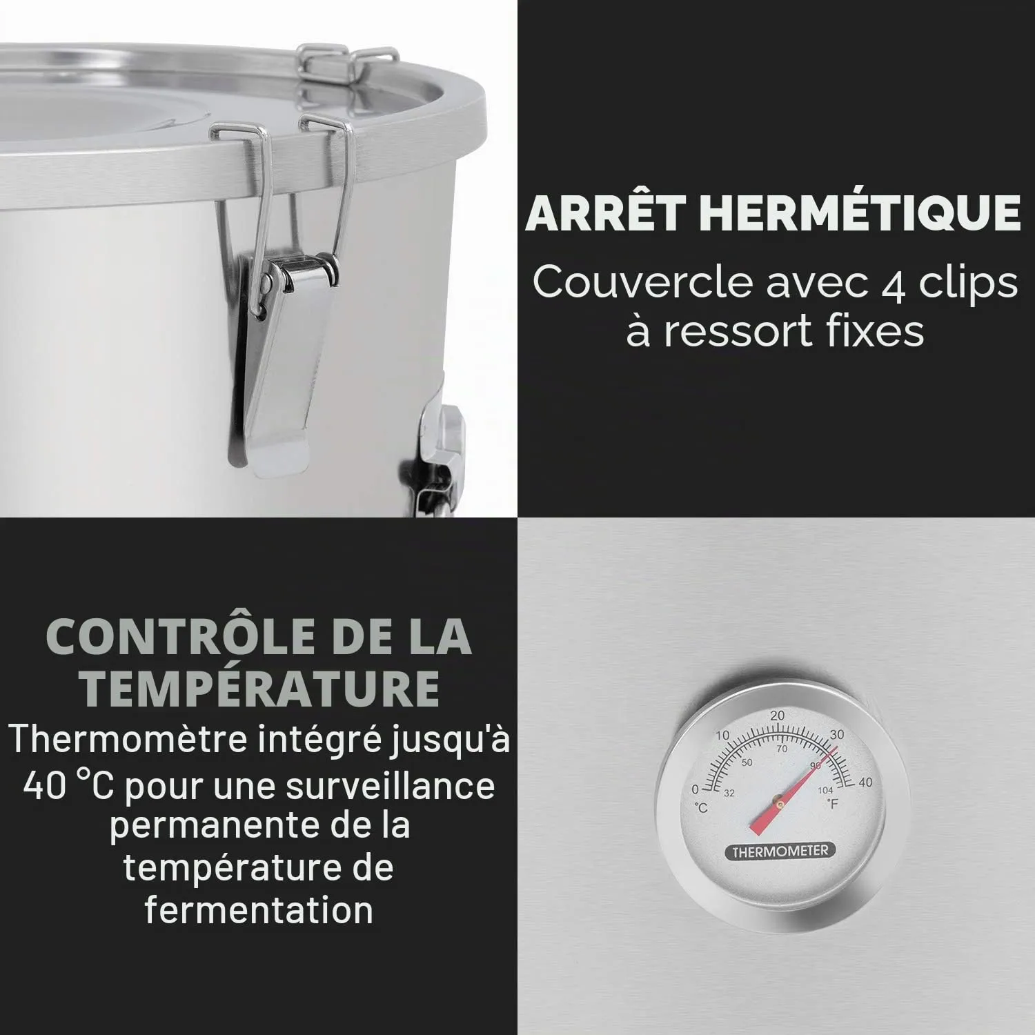 Klarstein Gärkeller cuve de fermentation 30 L inox