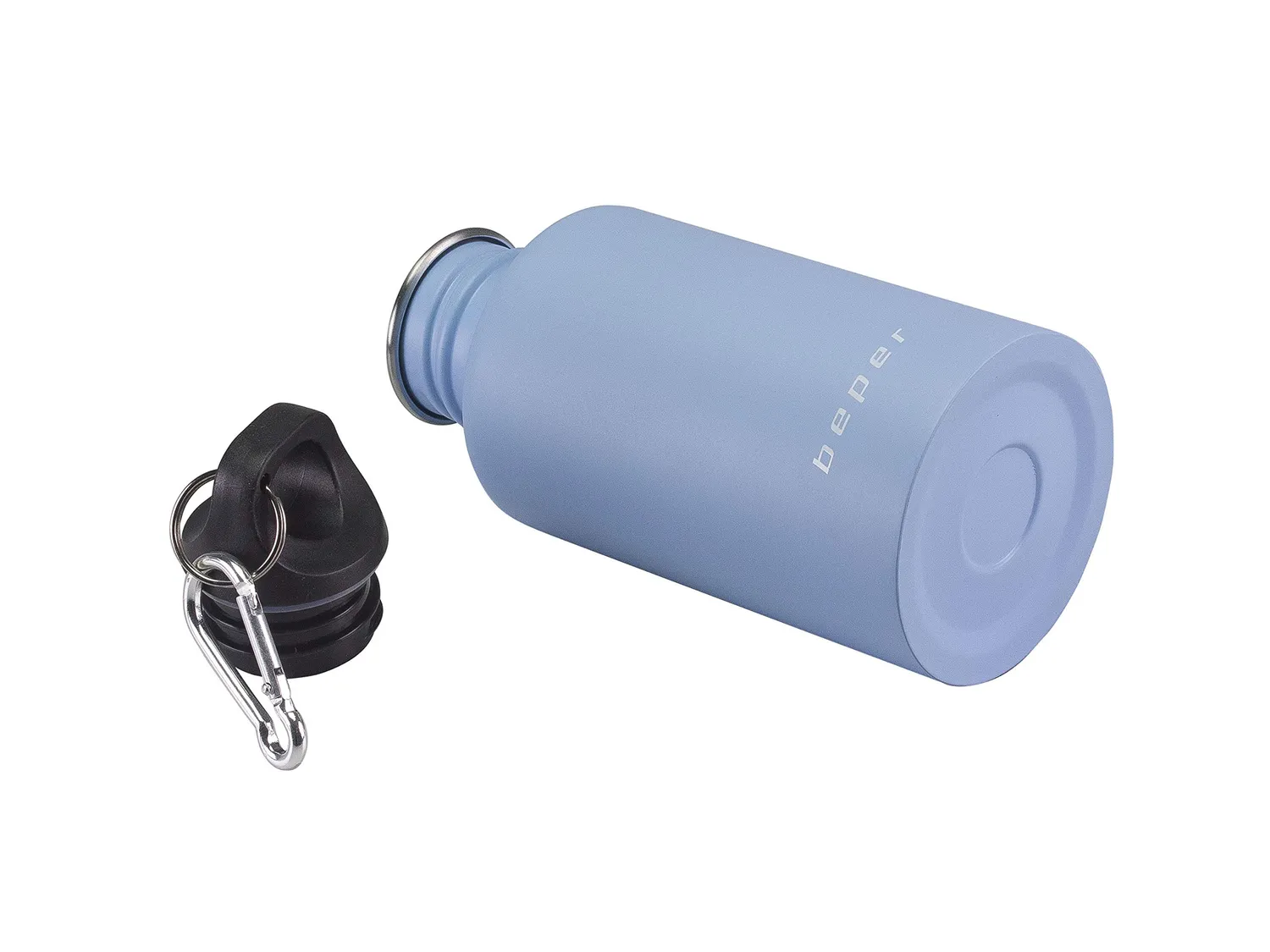 Beper C102BOT004 gourde inox 500 ml bleu mousqueton
