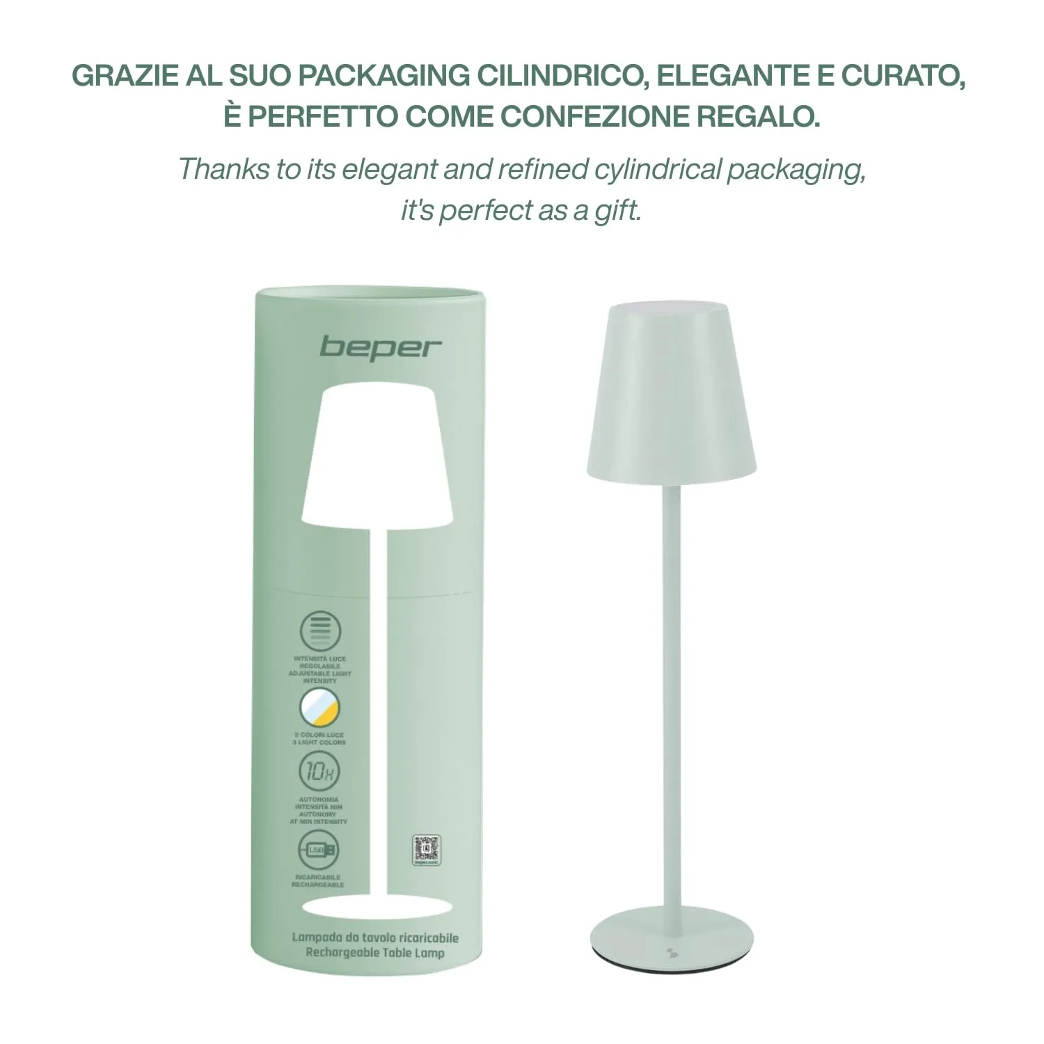 Beper P207ILI208 lampe de table rechargeable LED 3 couleurs