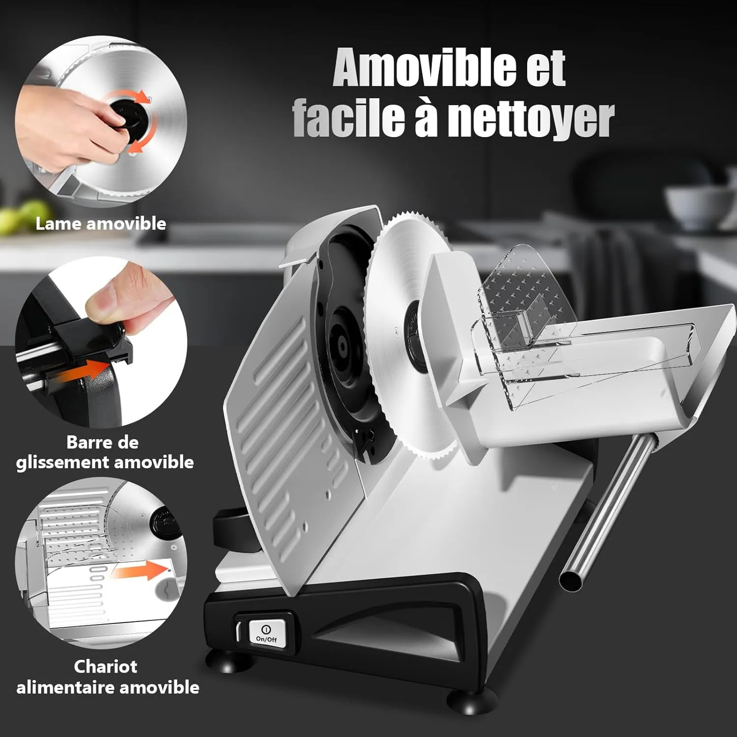 YASHE Trancheuse Électrique 200W 2 Lames 0-15 mm Inox