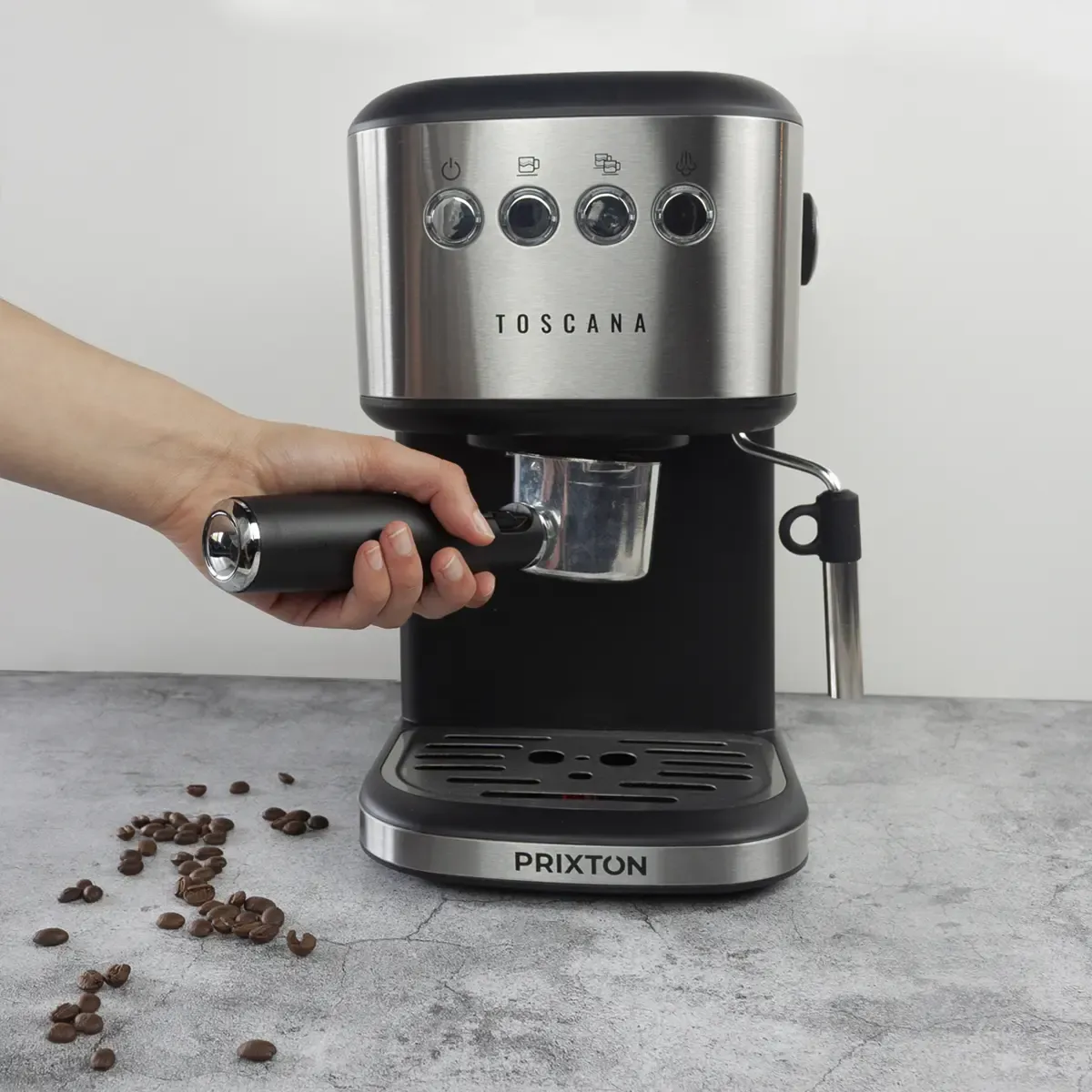 Prixton Toscana machine expresso dosettes et moulu 1,25 L
