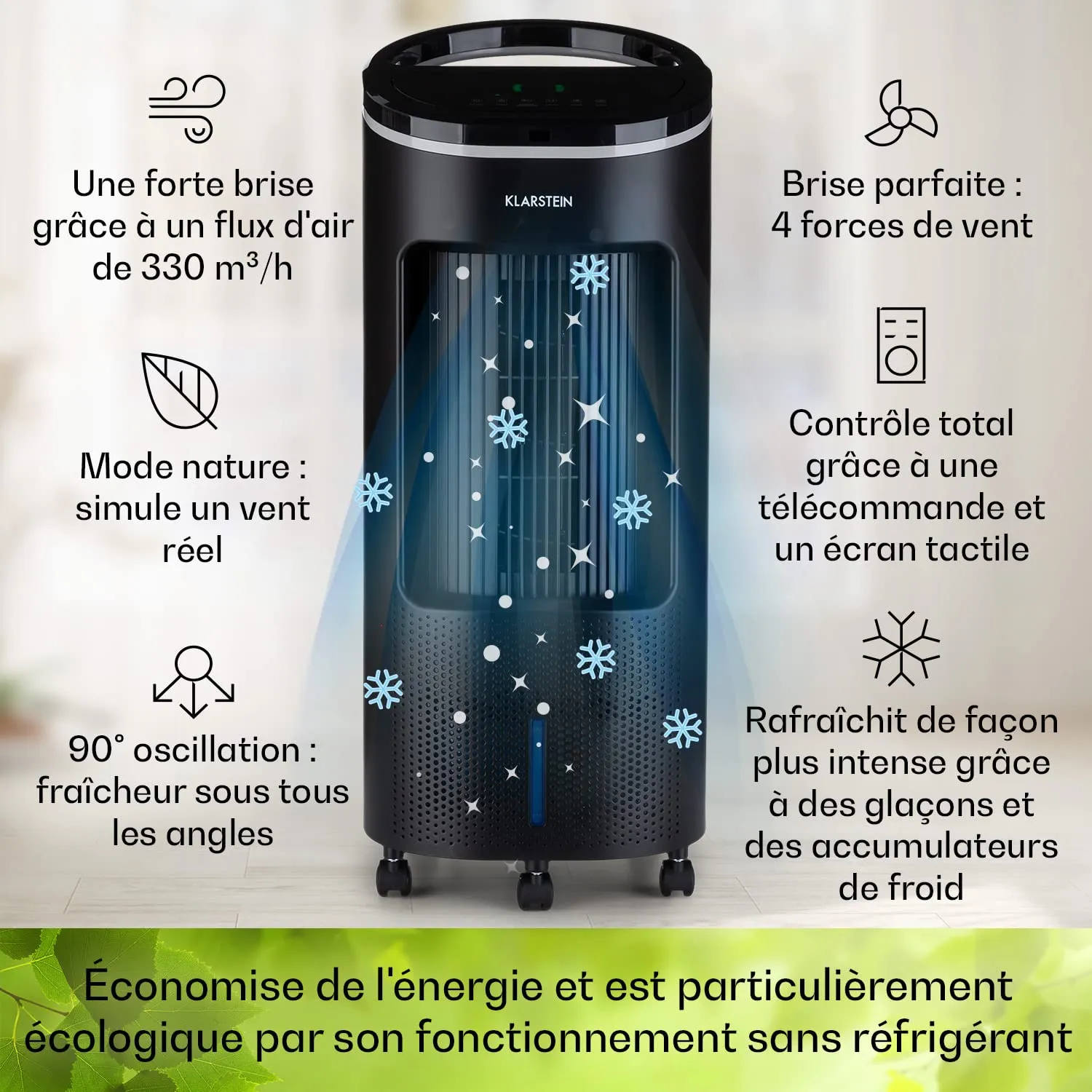 Klarstein 4 en 1 rafraichisseur d'air 7L 65W silencieux