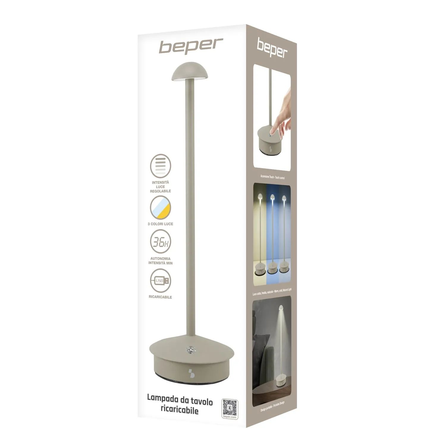 Beper P207ILI152 lampe de table gris tourterelle