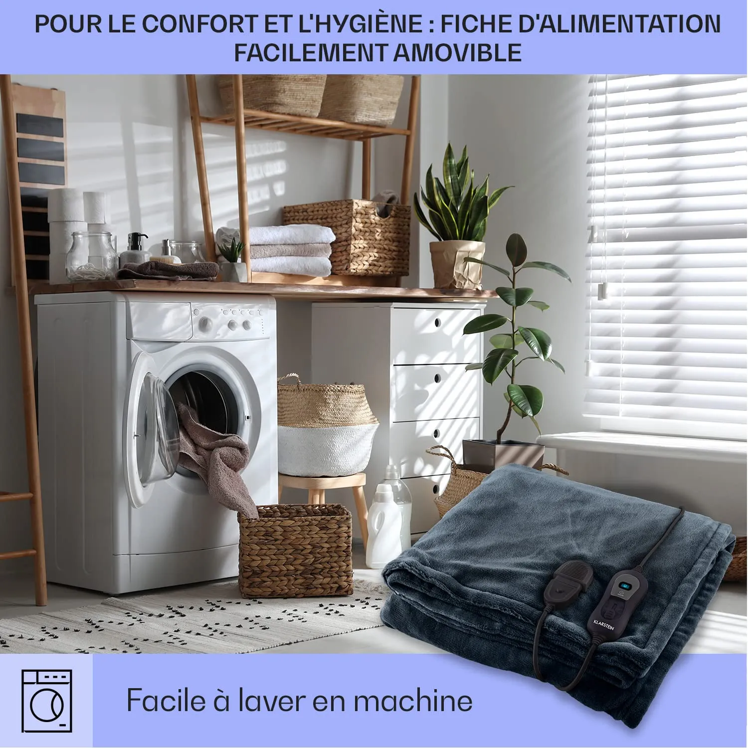 Klarstein couverture chauffante 2 places 180x130cm 120W