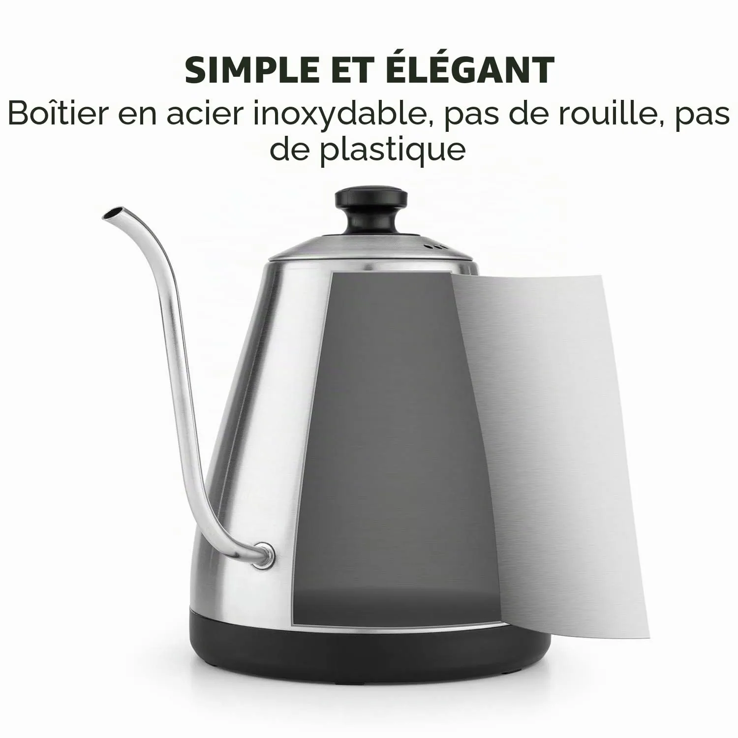 Klarstein Garçon bouilloire col de cygne inox 1 L 2000 W