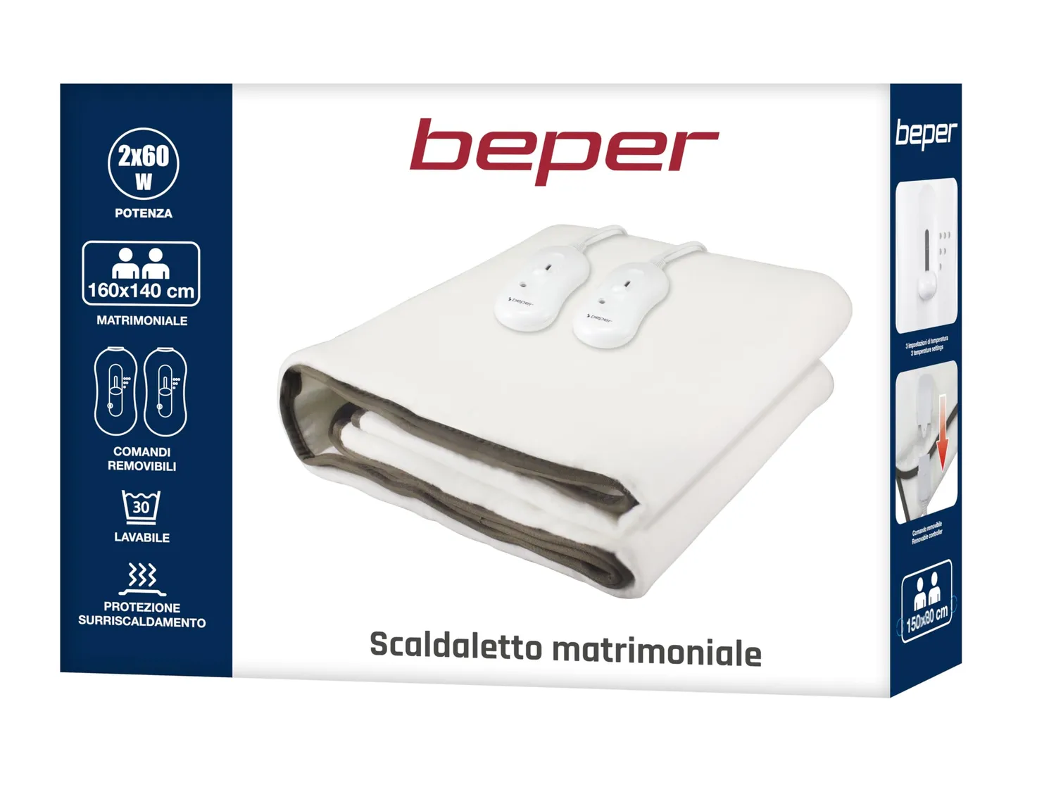 Beper P203TFO110 chauffe-lit double 160x140 cm 2 zones