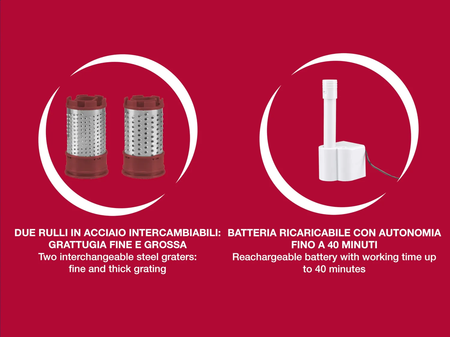 Beper Regina 90.071 râpe électrique rouge sans fil