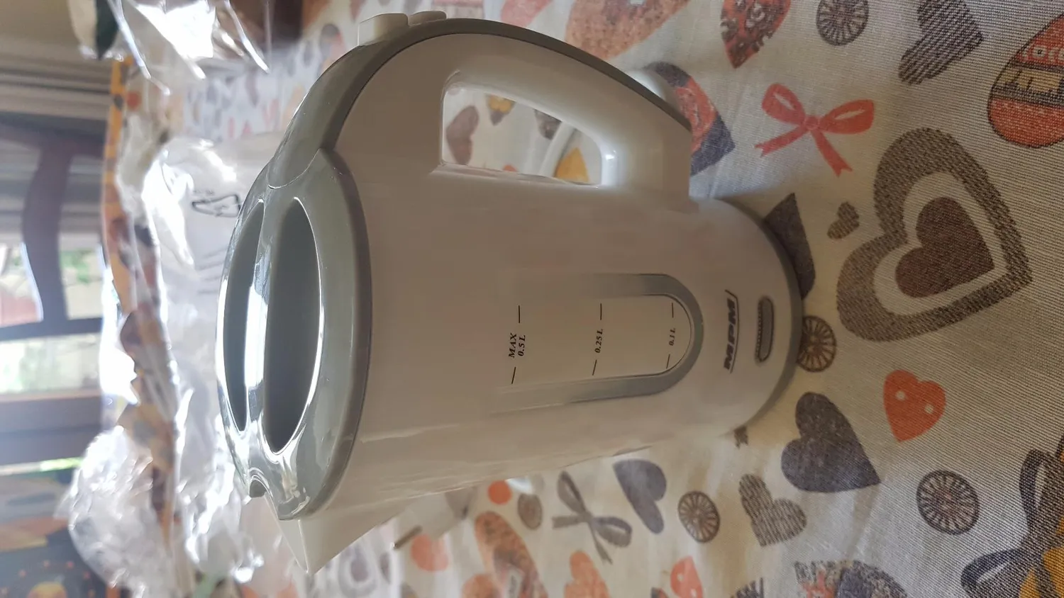 MPM bouilloire électrique voyage 0,5 L blanc gris 2 tasses