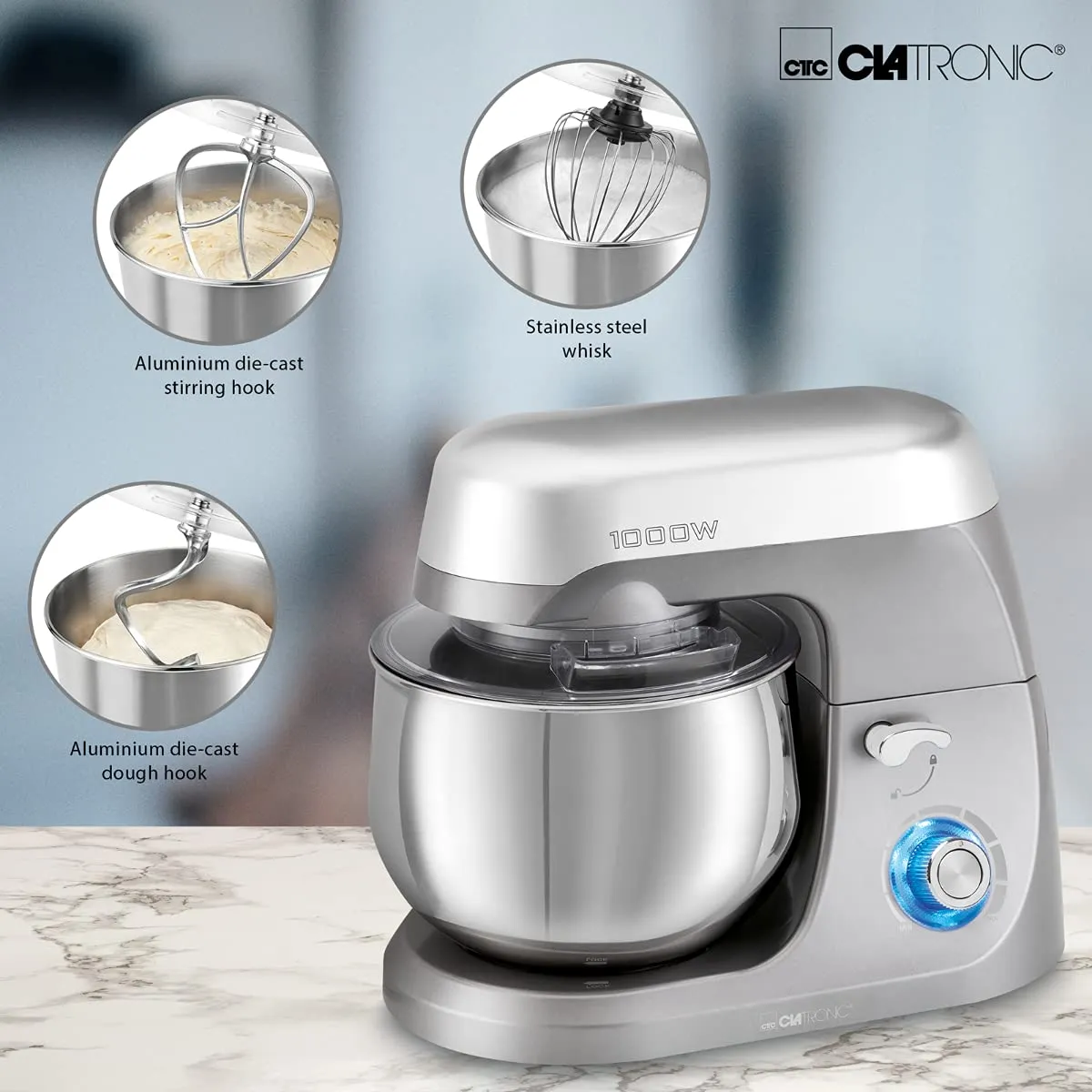 Clatronic KM 3709 robot pâtissier 5L 1000W inox
