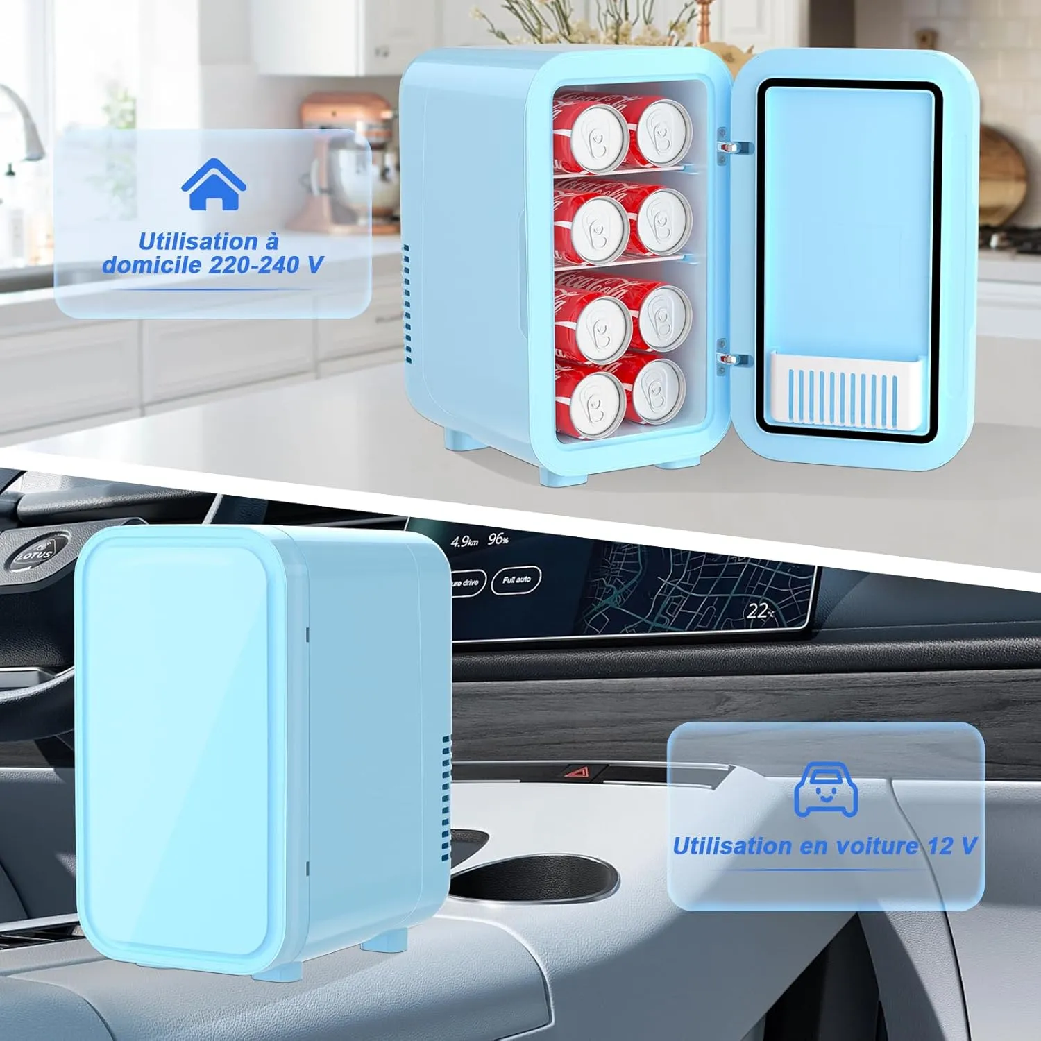 YASHE Mini Frigo 6L 8 Canettes Chaud Froid Blanc