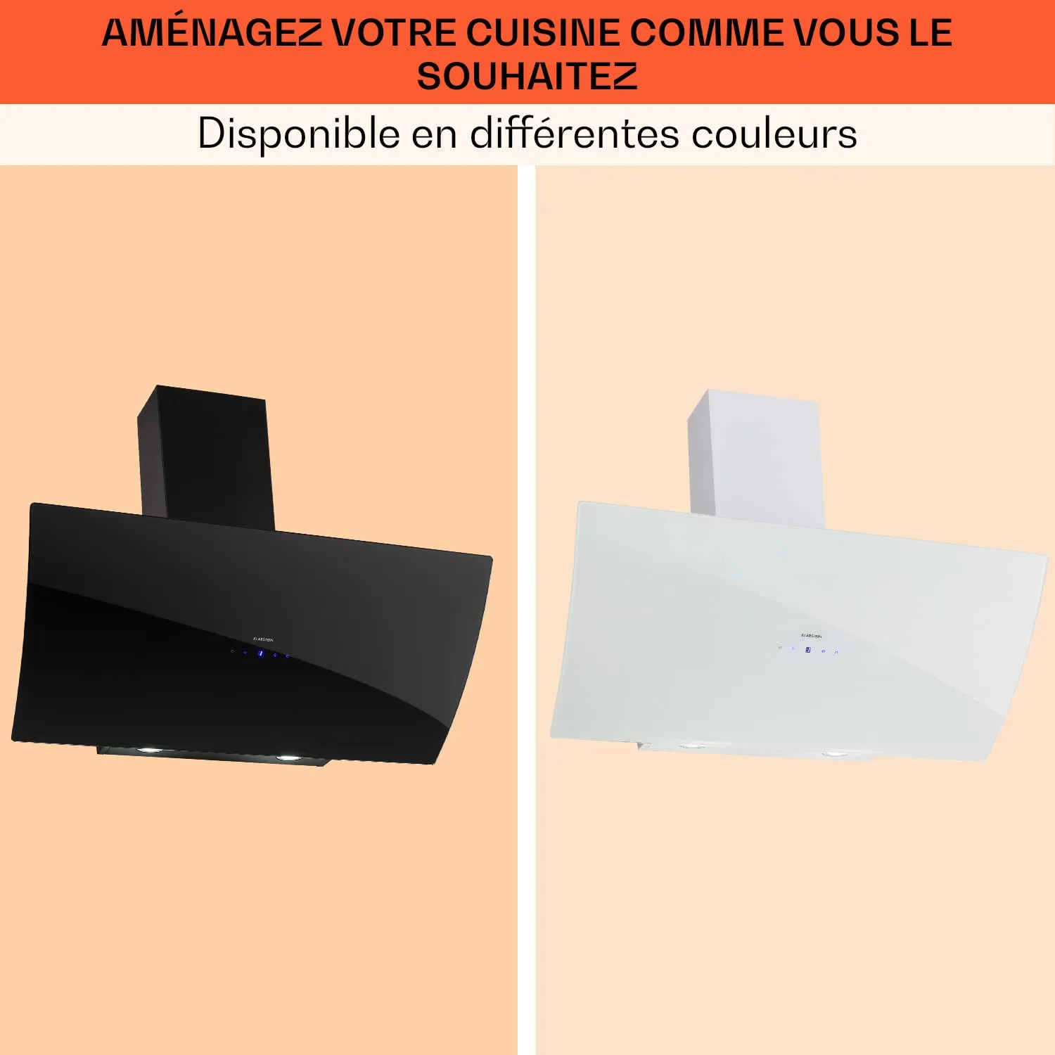 Klarstein hotte aspirante inclinée 90cm 641m³/h LED tactile