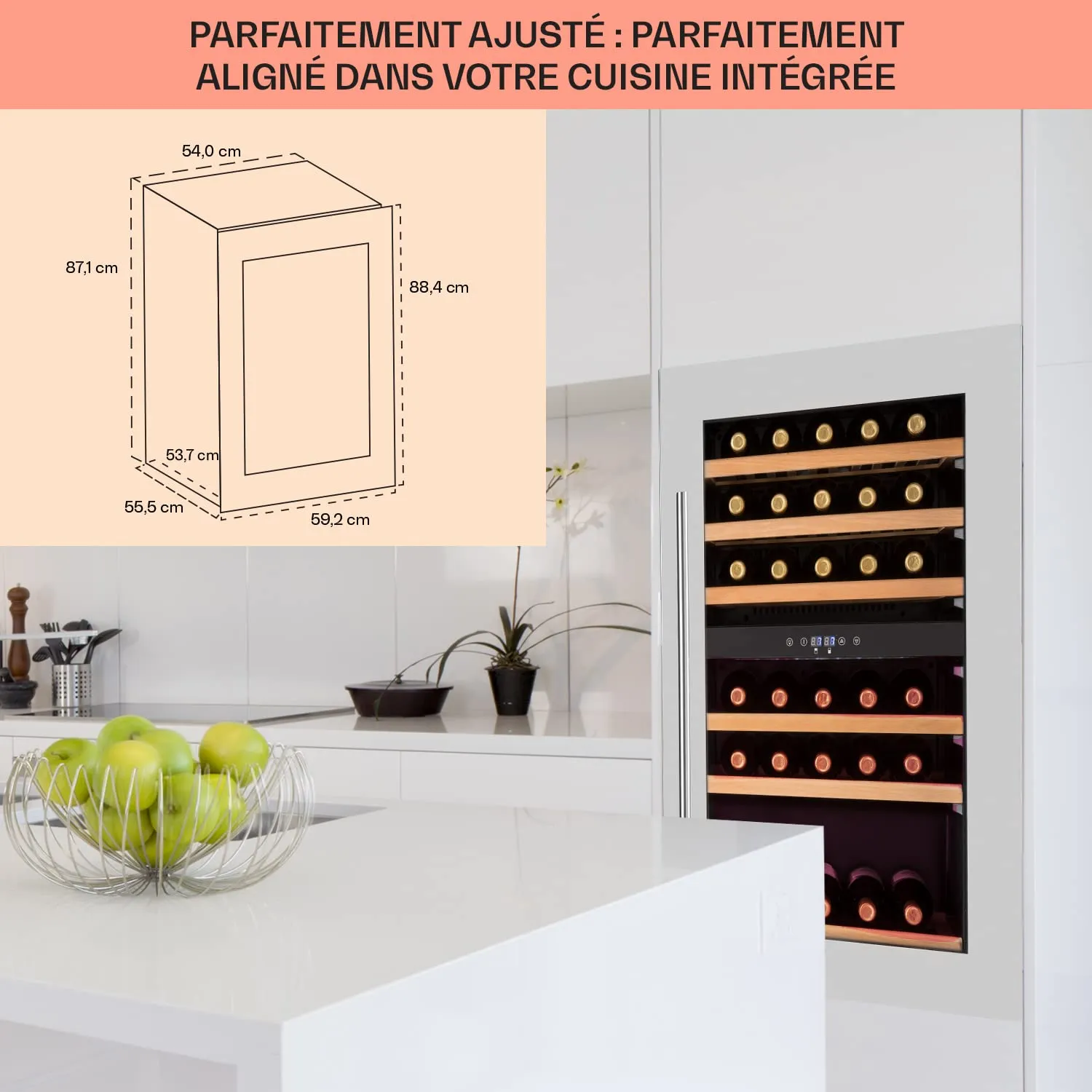 Klarstein cave à vin encastrable 132L 41 bouteilles