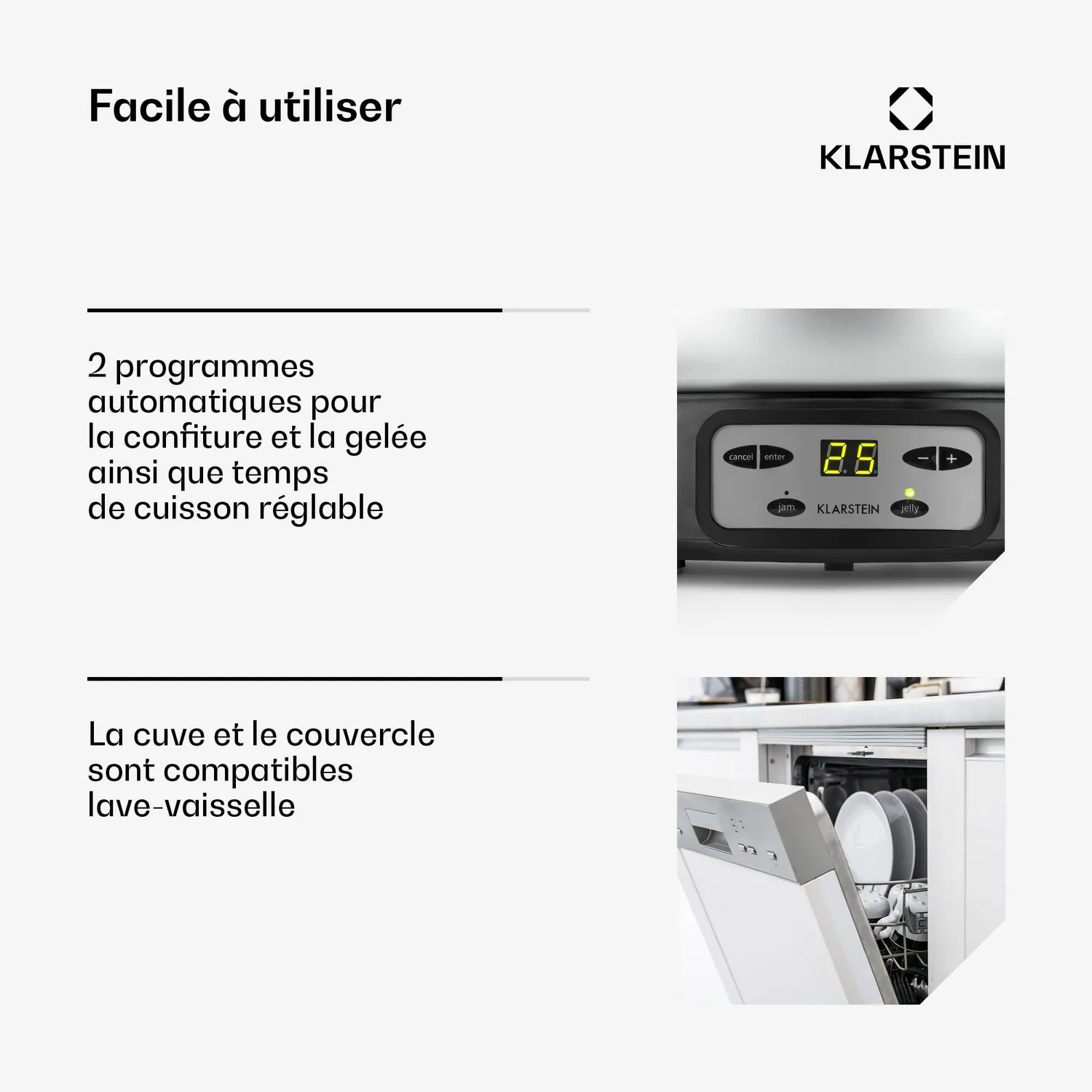 Klarstein Jam Session confiturier 3 L argent 1000 W