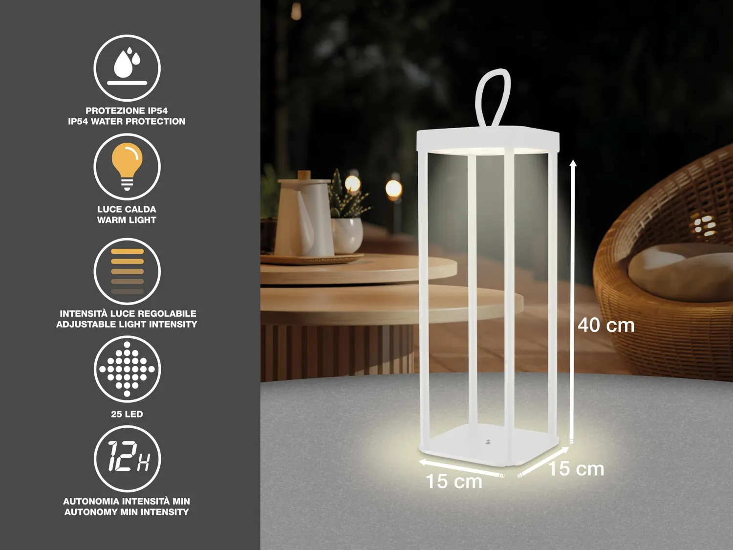 Beper P207ILI101 lanterne LED blanc 25 LED lumière chaude IP44