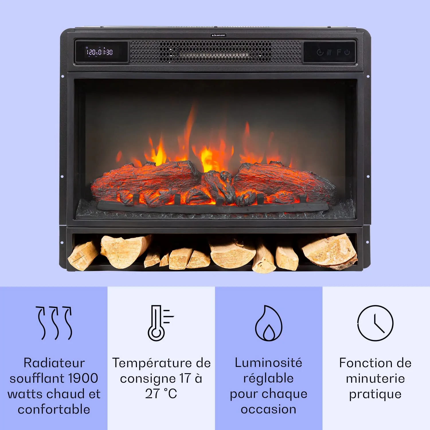 Klarstein Studio Light & Fire cheminée électrique 1900 W LED