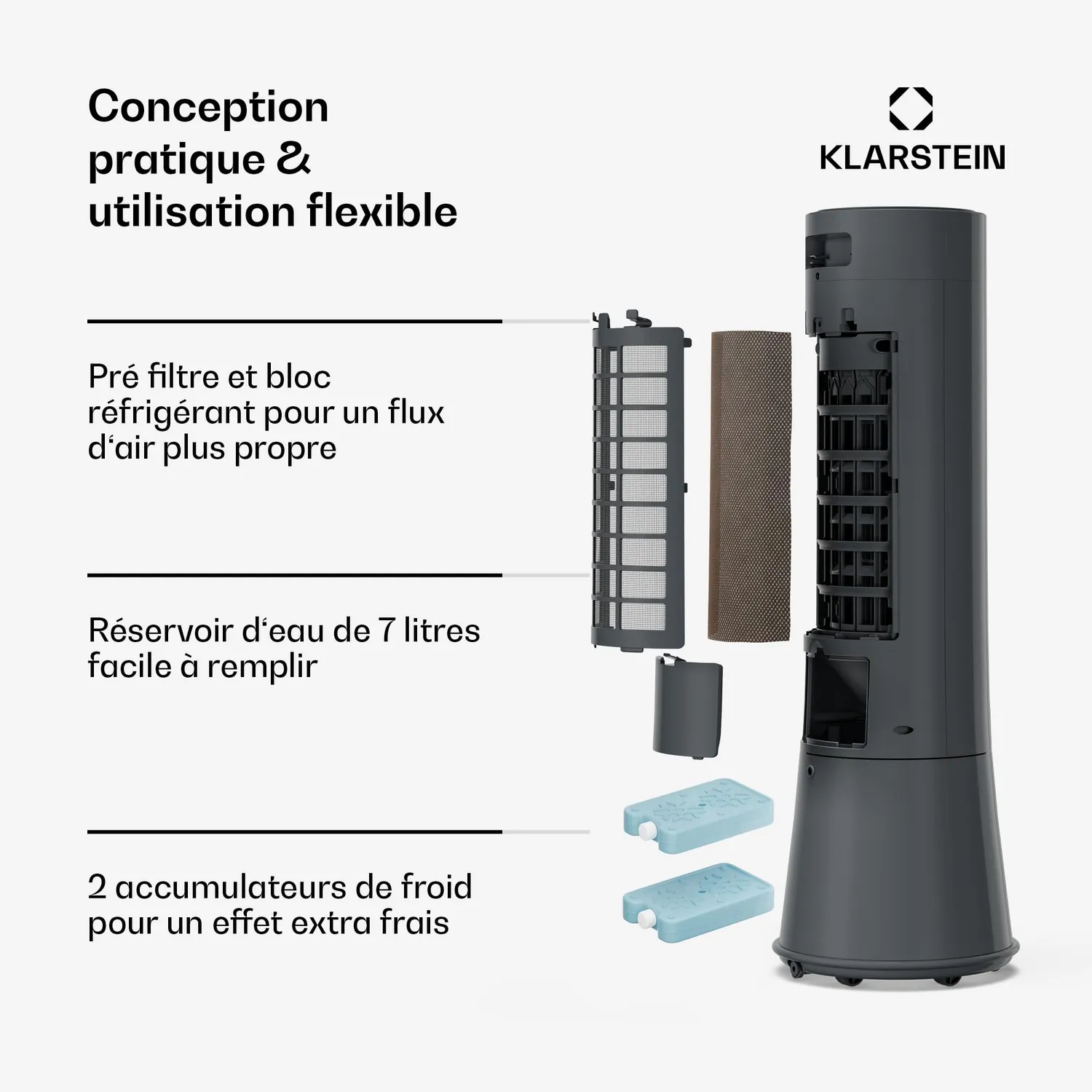 Klarstein Frost rafraîchisseur d'air 7L gris foncé 20m²