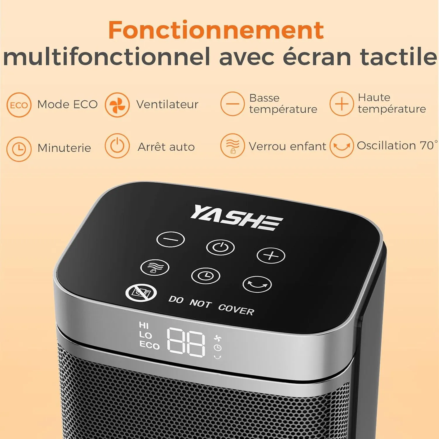 YASHE Chauffage Céramique PTC 1500W silencieux