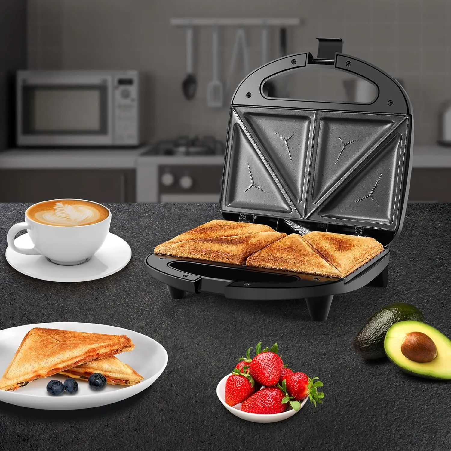 YASHE Appareil à Croque-Monsieur 2 Sandwiches 750W