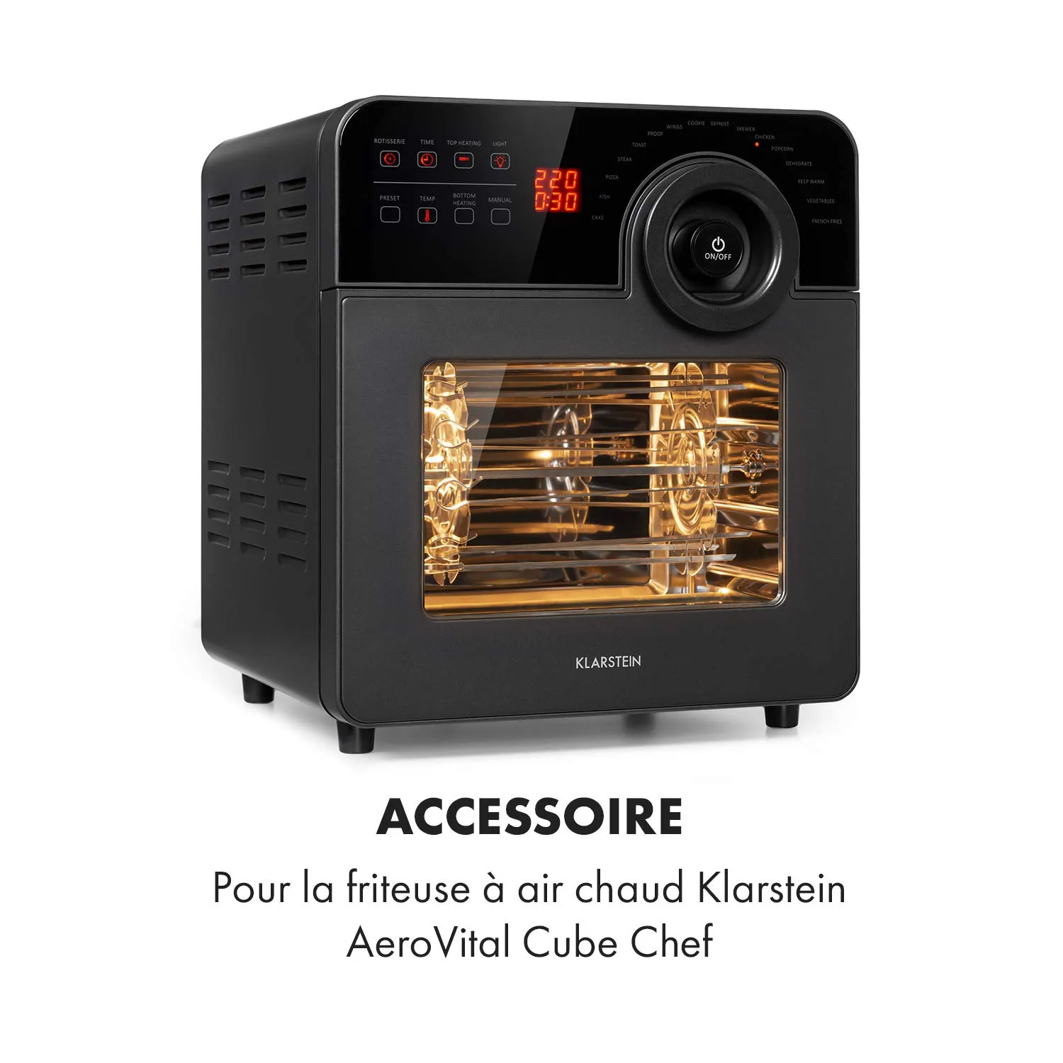 Klarstein AeroVital Cube Chef tournebroche inox 10 brochettes
