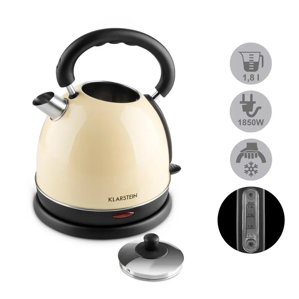 Klarstein Teatime théière électrique crème 1,8 L