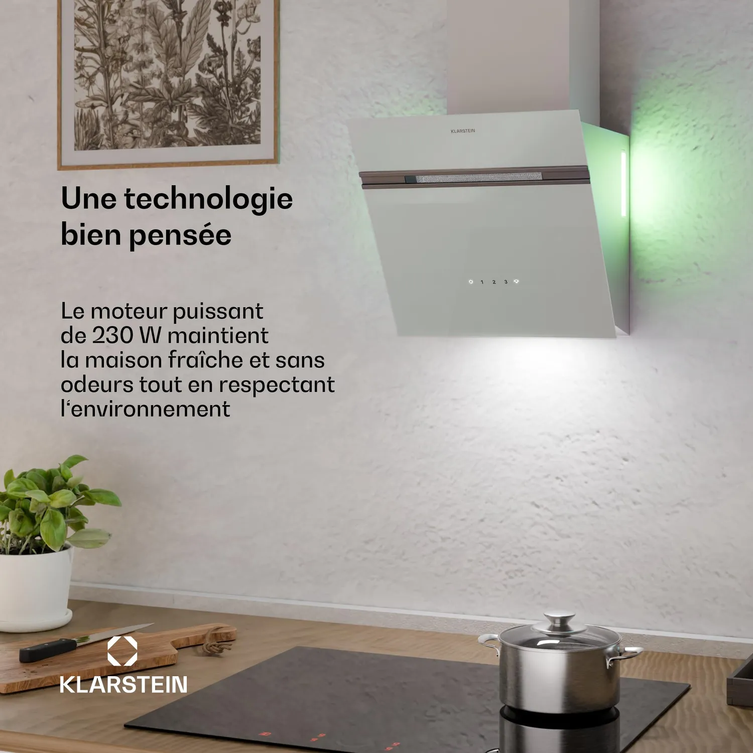 Klarstein Alina hotte aspirante 60cm blanche 570m3/h