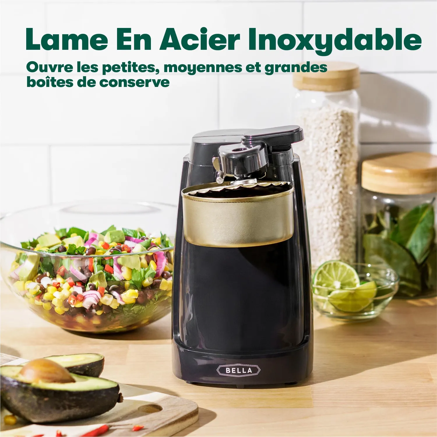 Bella ouvre-boîte électrique noir automatique