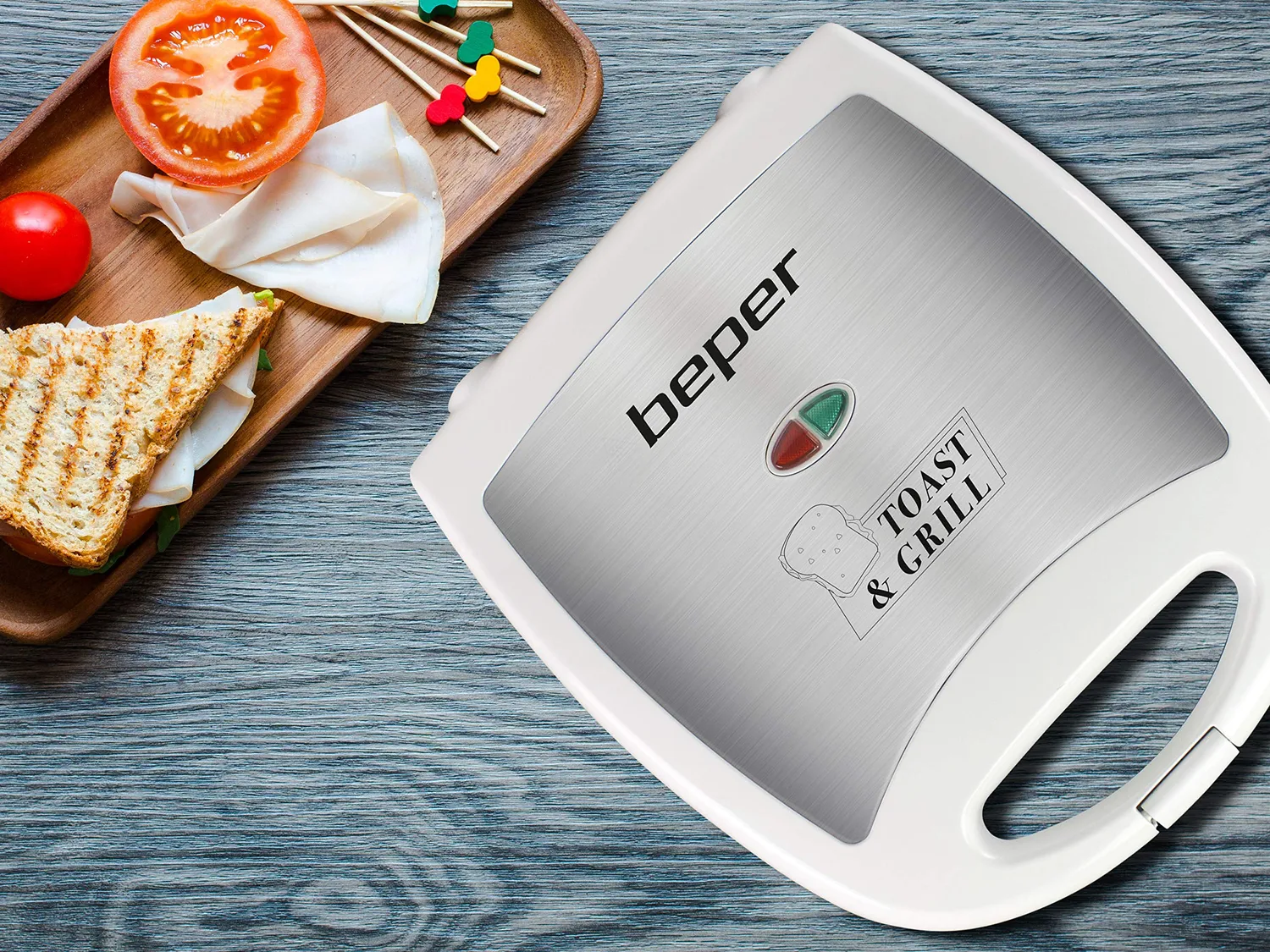 Beper 90.620 Toasteur Grill Sandwichs 1300W Blanc 4 Tranches