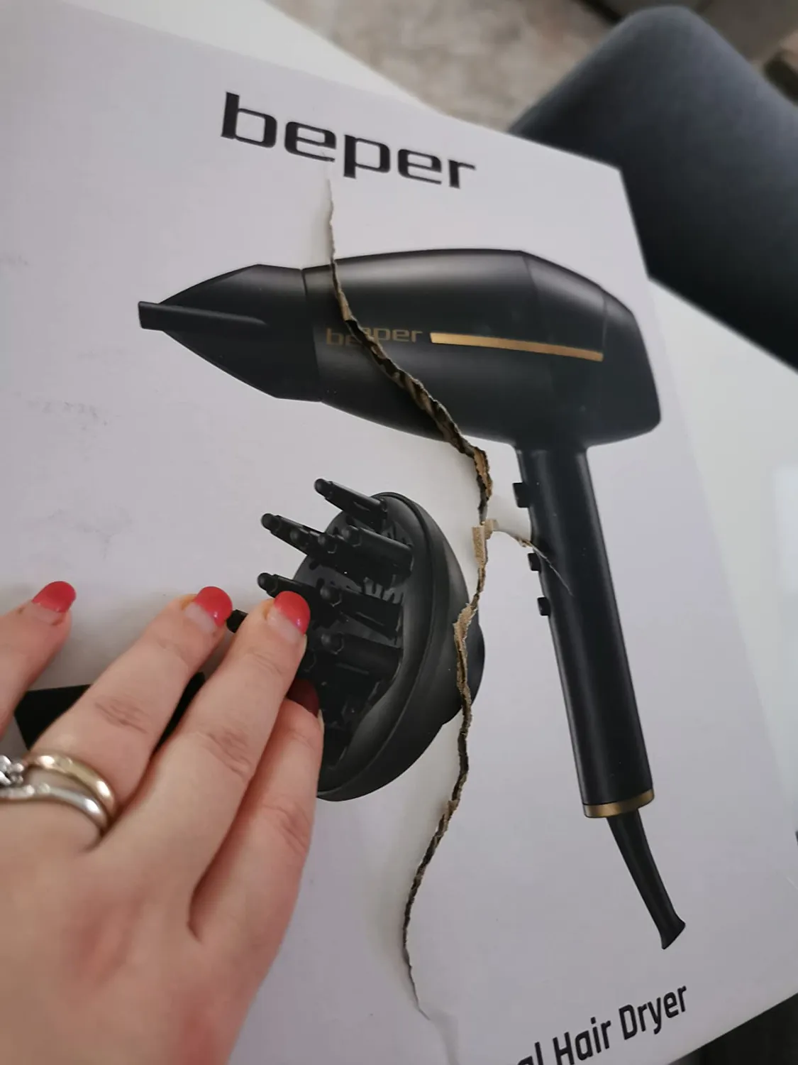 Beper 40.406 sèche-cheveux professionnel 2400W noir doré