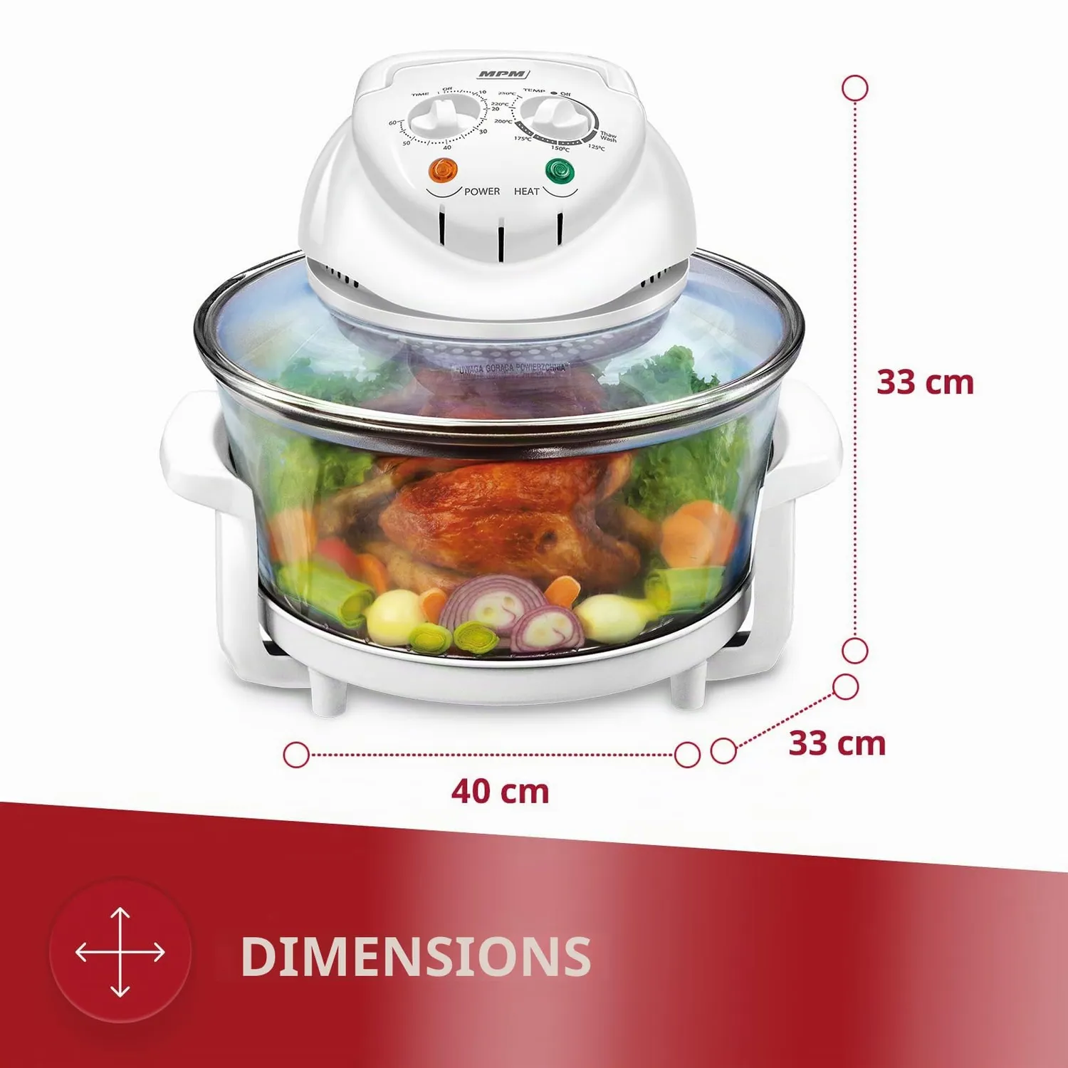 MPM MKO-02 four halogène combi 11,3L 1400W