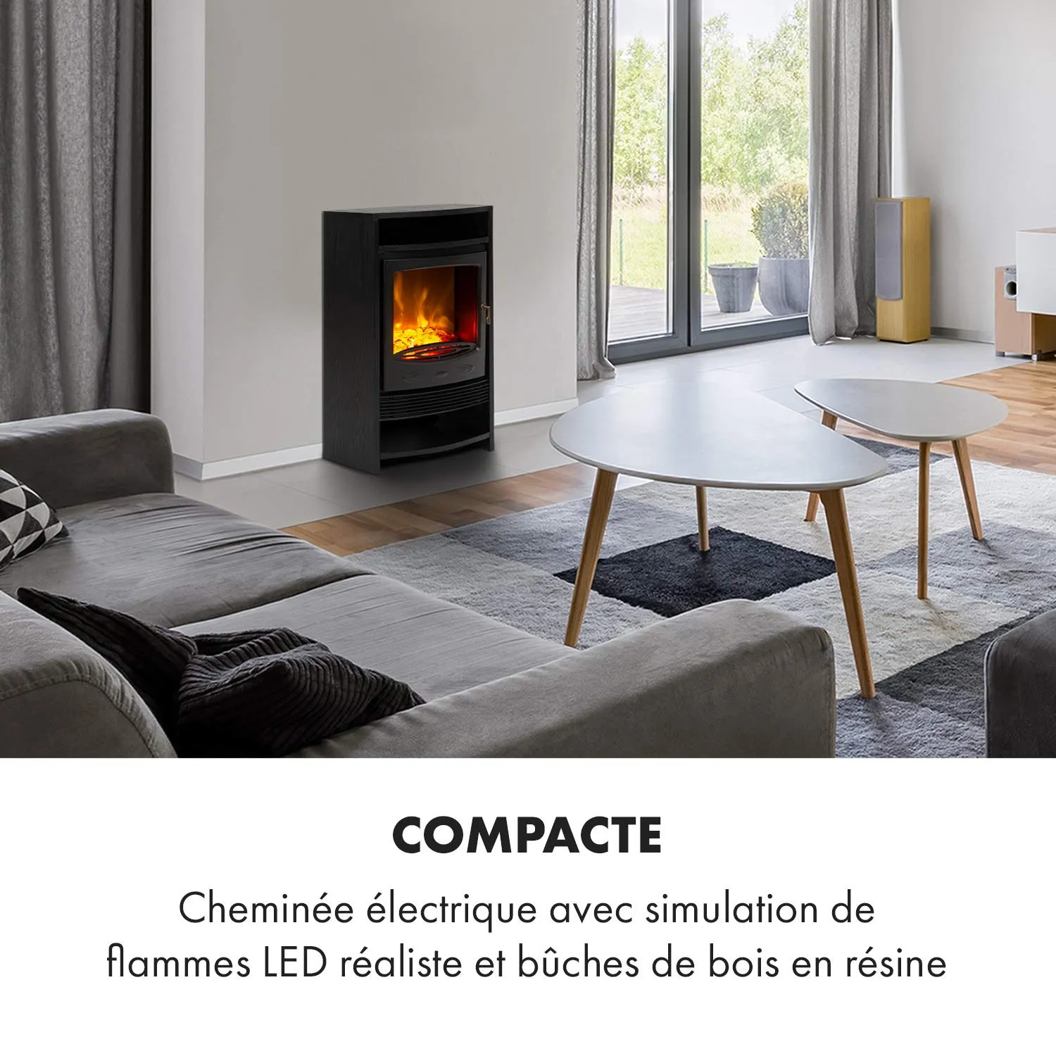Klarstein Bergamo cheminée électrique 1800 W noire